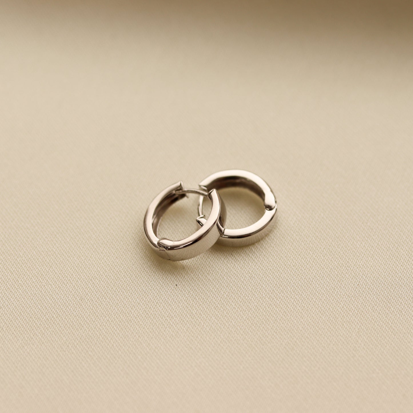 White Gold Huggie Hoop Earrings