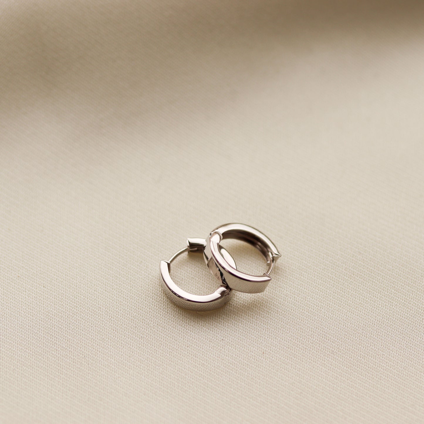 White Gold Huggie Hoop Earrings