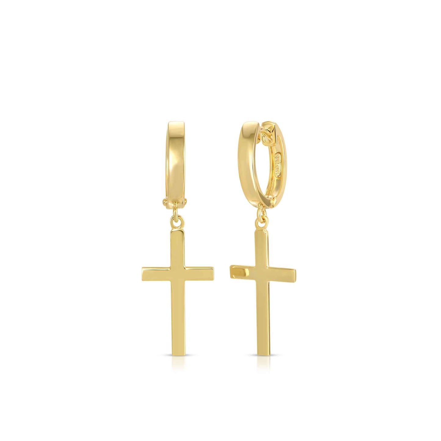 Cross Dangle Huggie Earrings