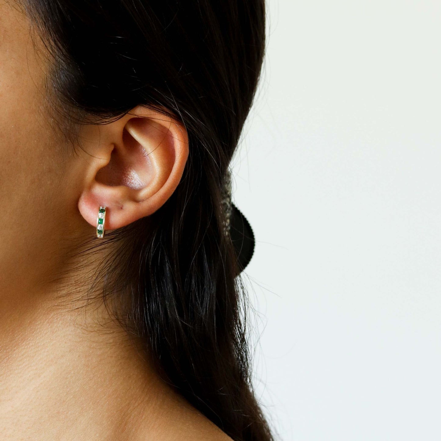 Emerald Huggie Earrings