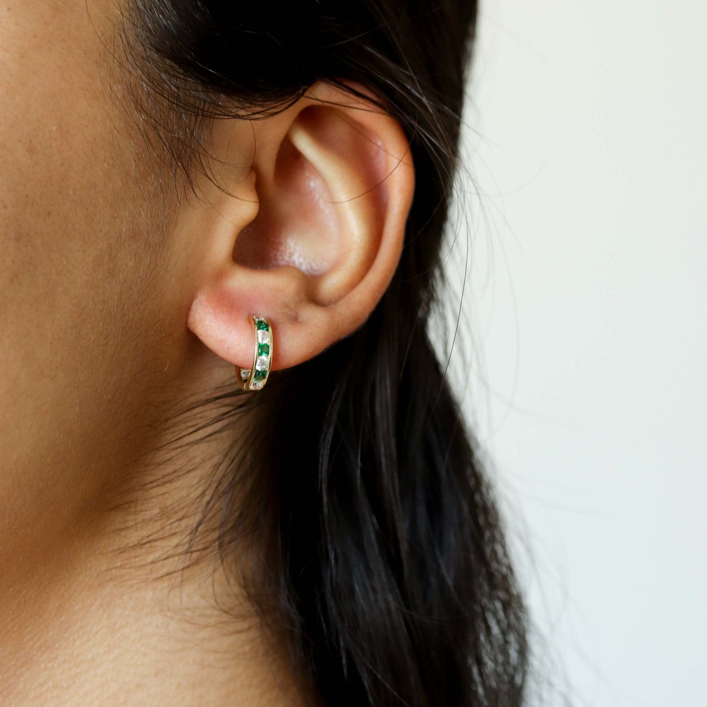 Emerald Huggie Earrings