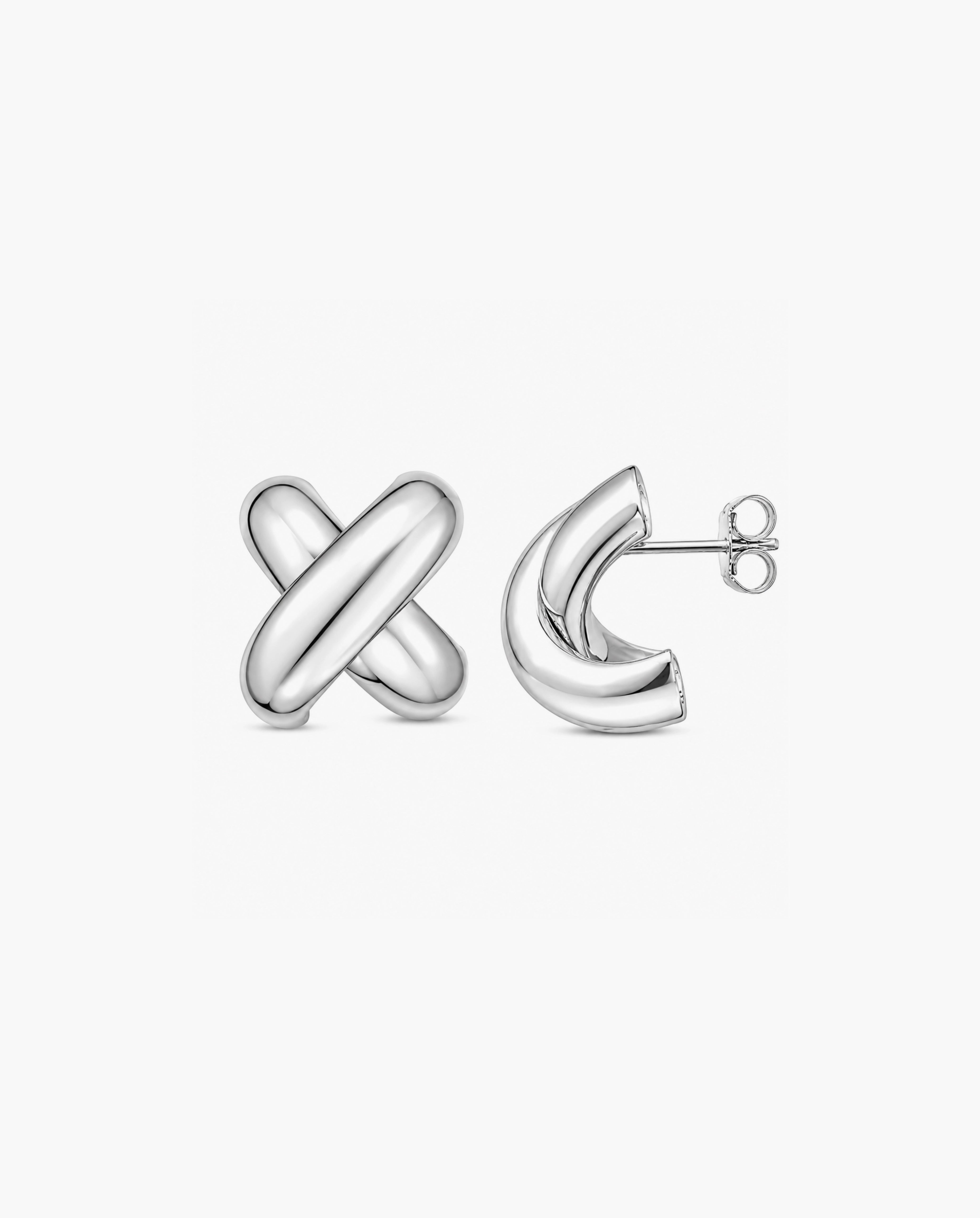 Silver Puffy X Earring