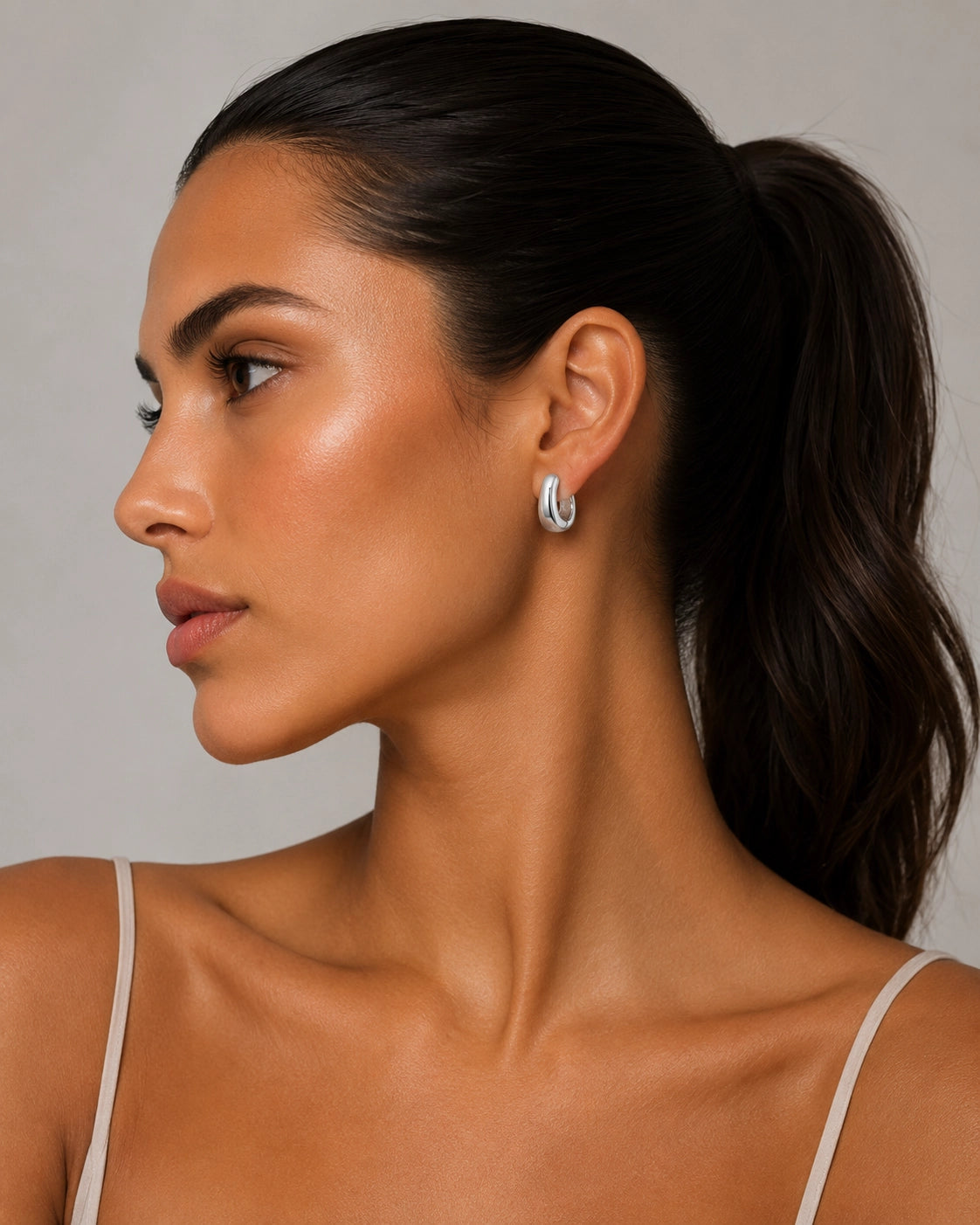 Silver Mini Sculpted Hoop Earring