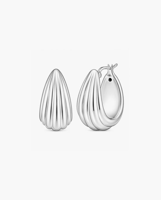 Silver Scalloped Hoop Earring