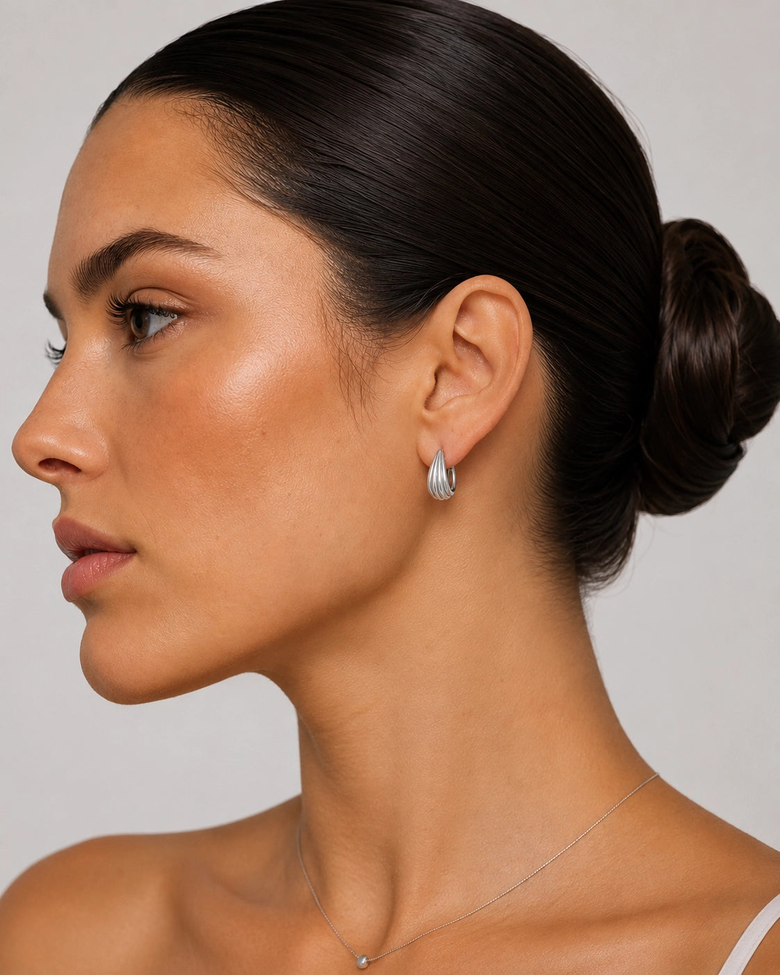 Silver Scalloped Hoop Earring