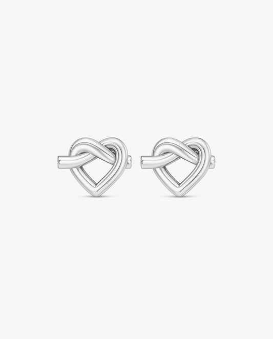 Silver Heart Knot Earring