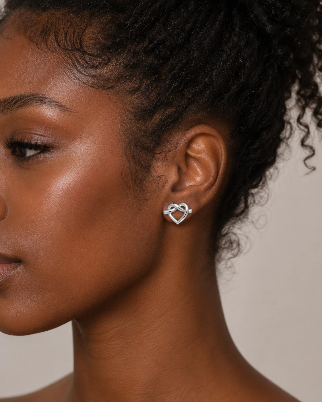 Silver Heart Knot Earring