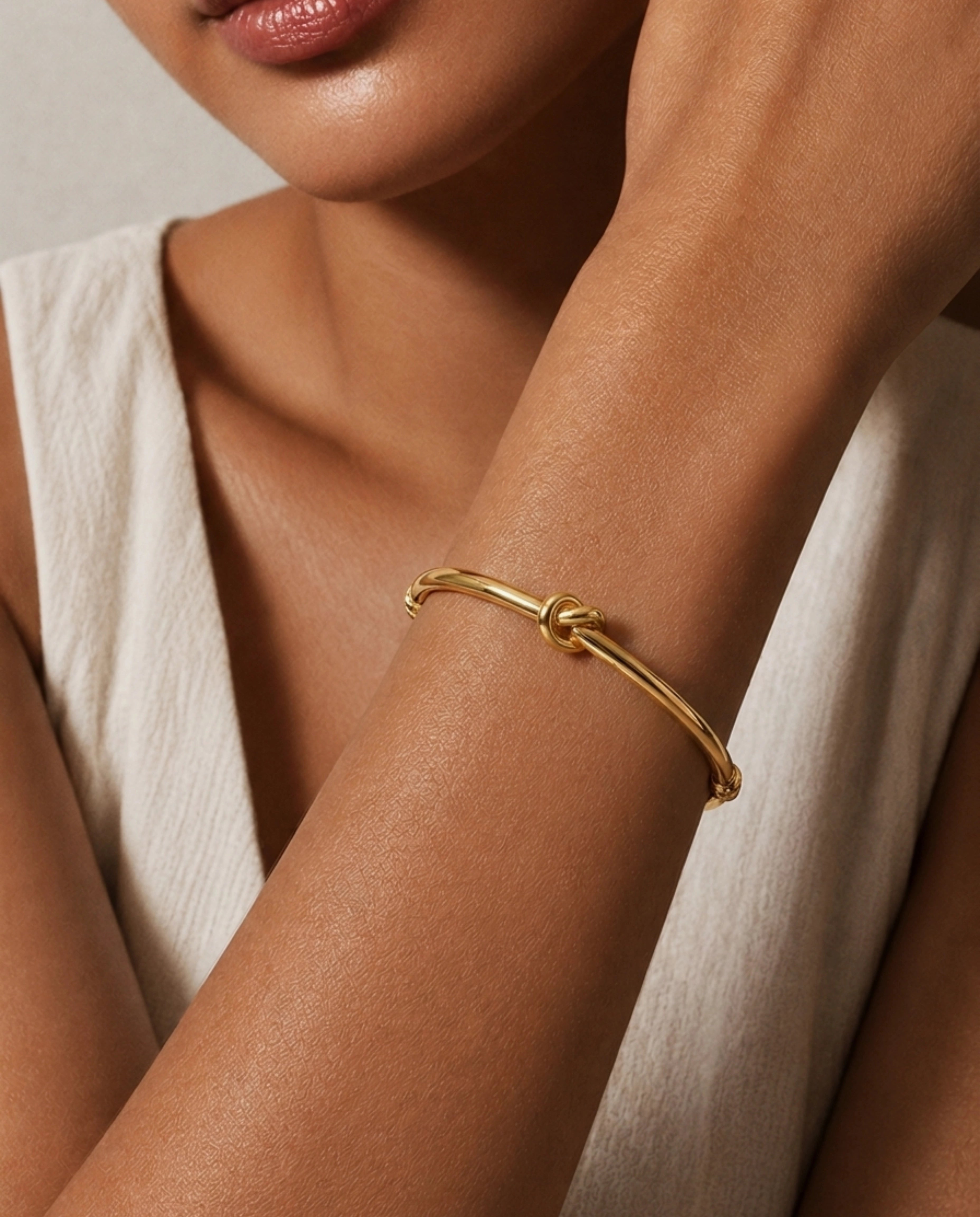Gold over Silver Stationed Knot Bangle