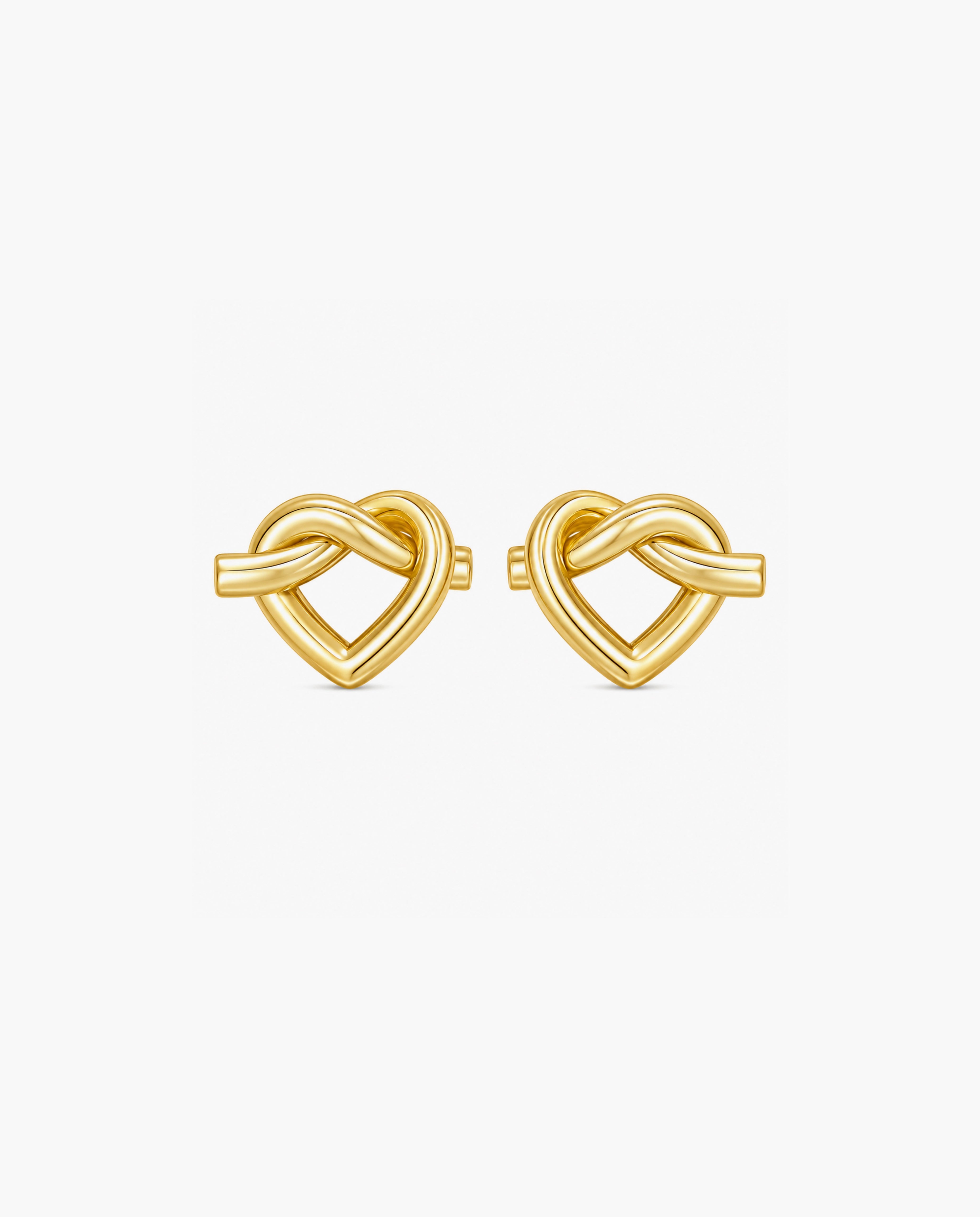 Gold Over Silver Open Heart Knot Earring