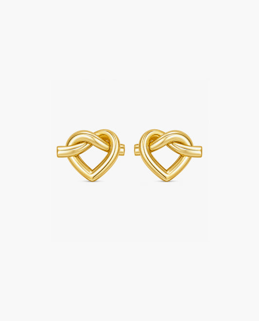 Gold Over Silver Open Heart Knot Earring