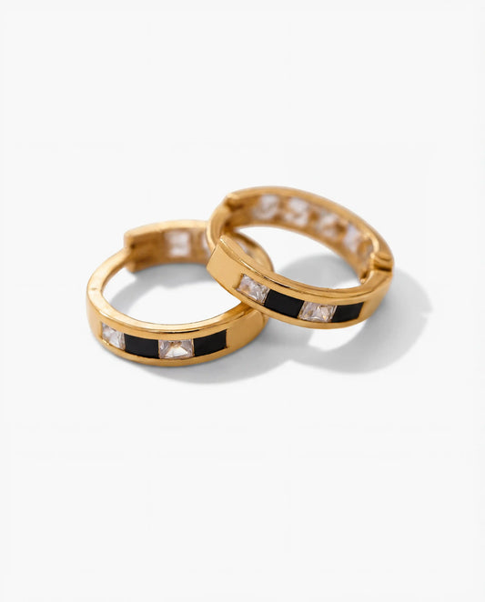 Black and White Huggie Earrings