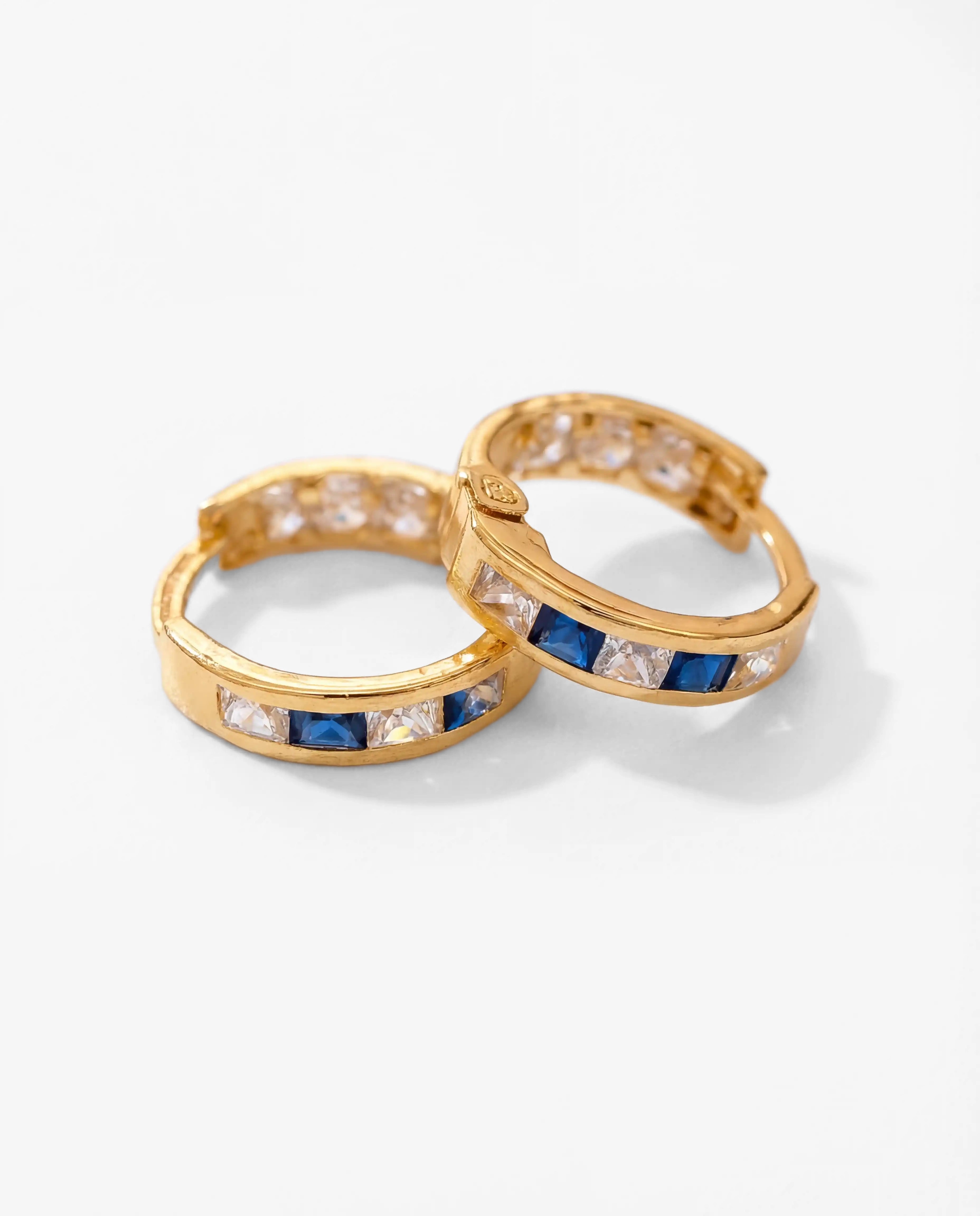 Blue and White Huggie Earrings