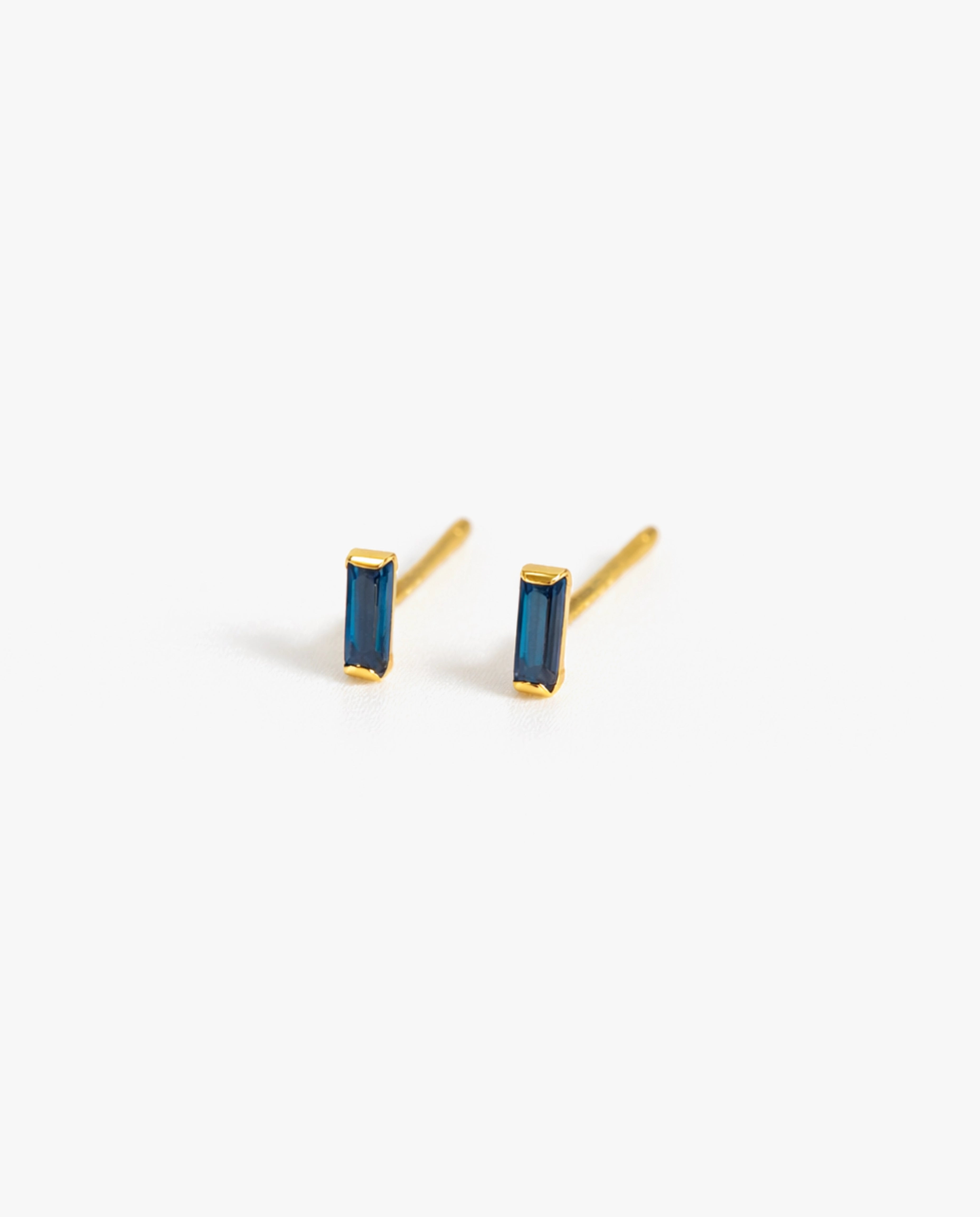 Blue Baguette Stud Earrings