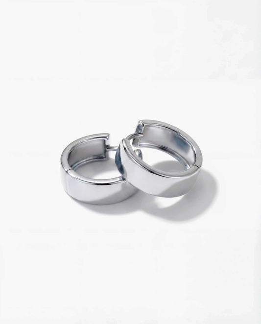 White Gold Huggie Hoop Earrings