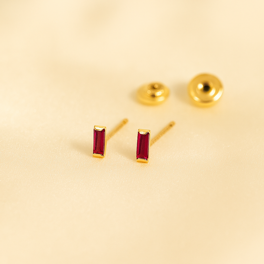 Pink Baguette Stud Earrings