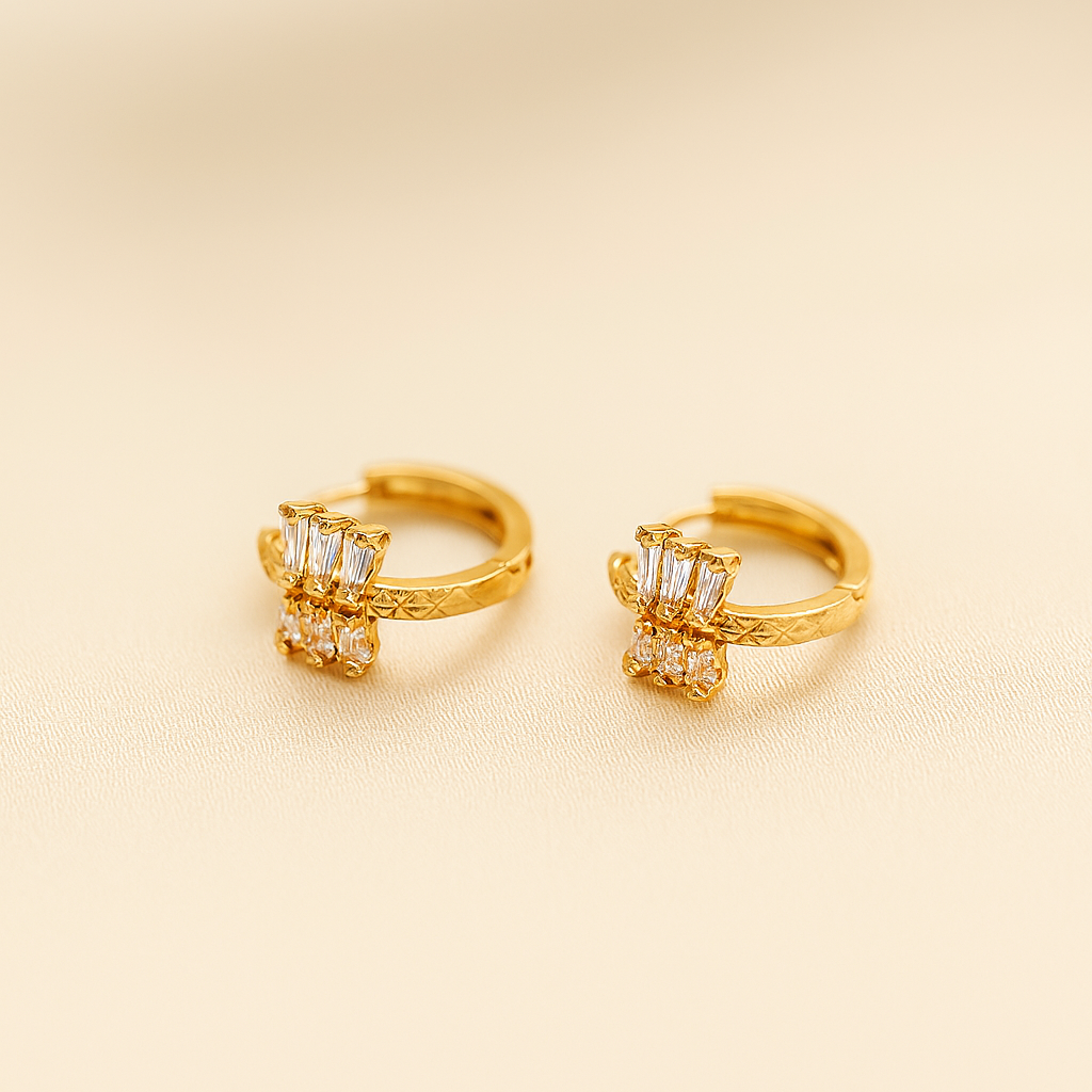 Diamond Baguette Huggie Earrings