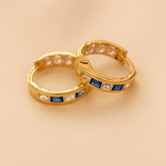 Blue and White Huggie Earrings