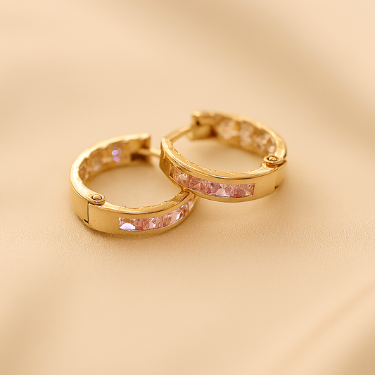 Pink and White Huggie Earrings