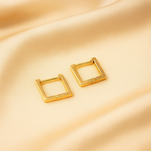 Yellow Gold Square Huggies