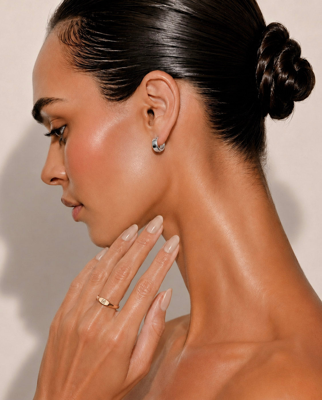 White Gold Huggie Hoop Earrings