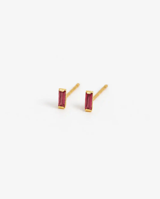 Pink Baguette Stud Earrings