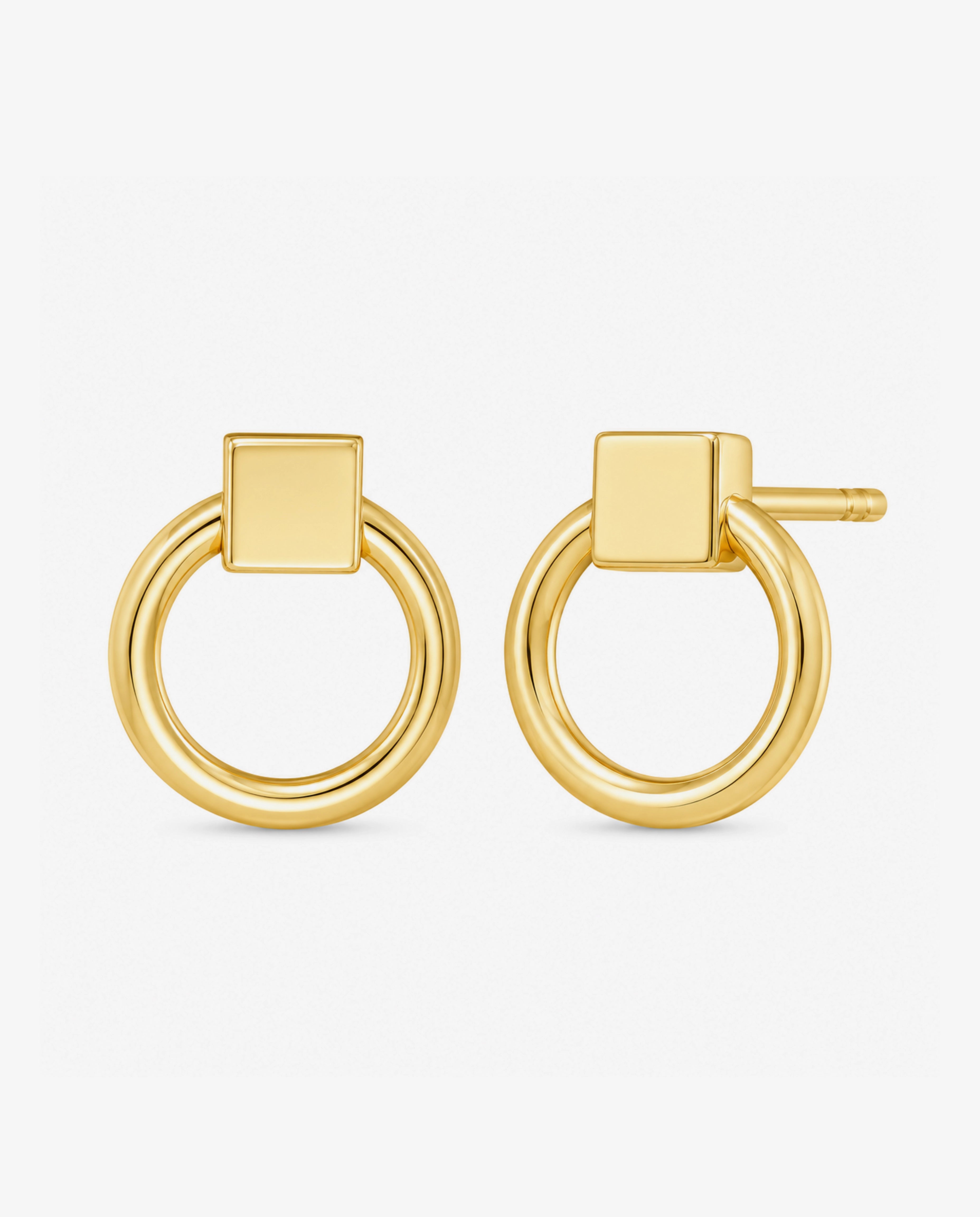 14K Open Circle Stud Earrings