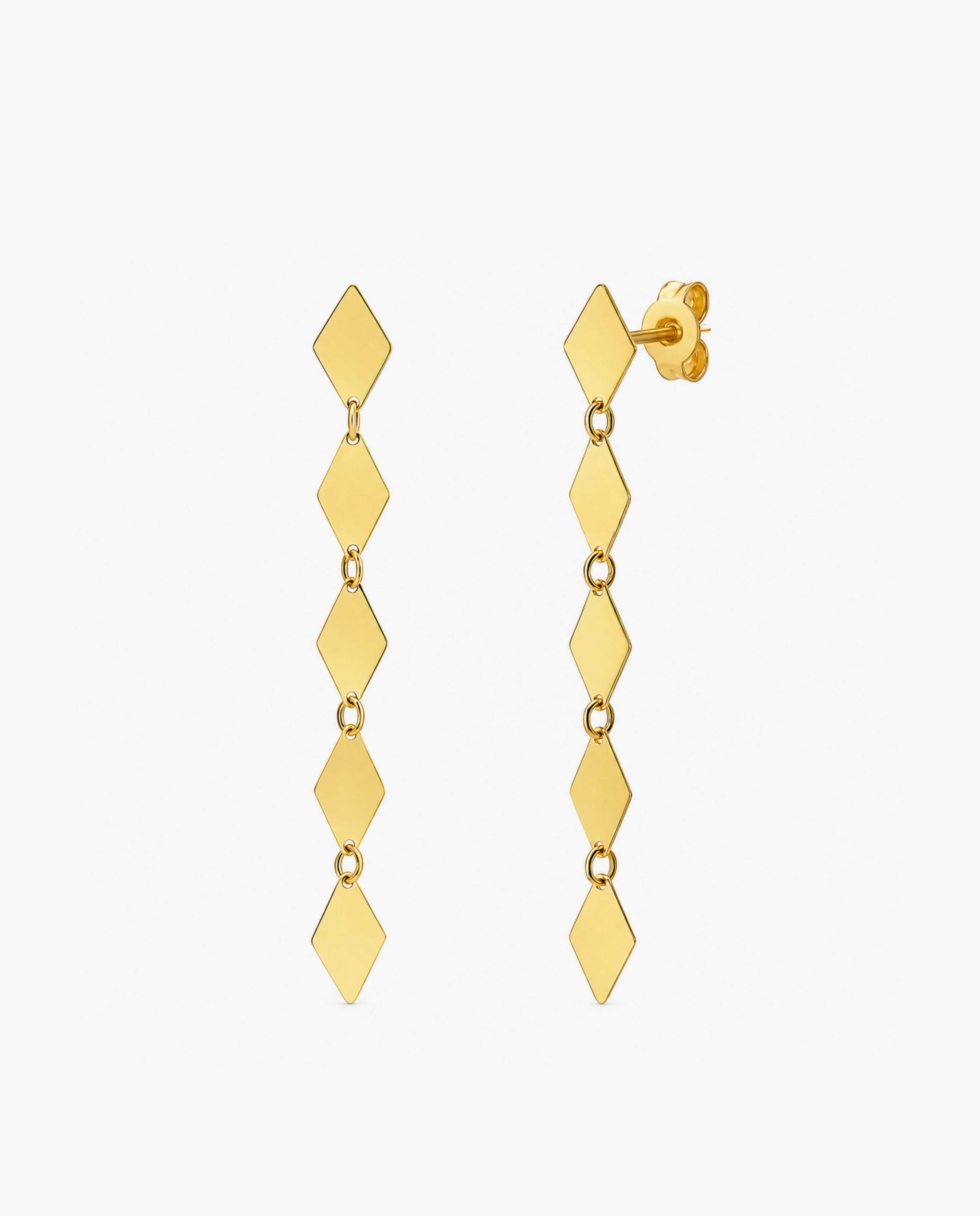 14K MIrror Kite Link Drop Earrings