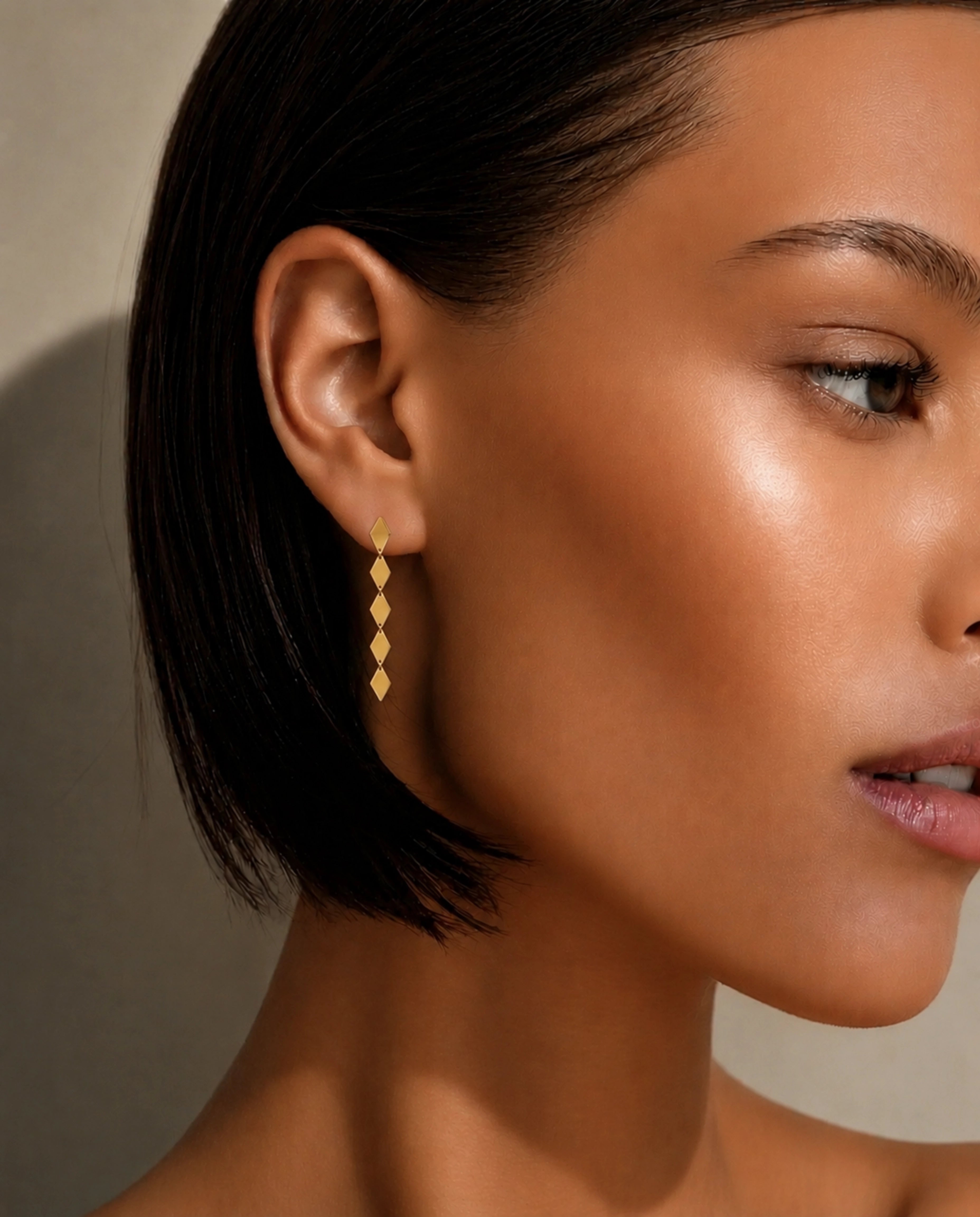 14K MIrror Kite Link Drop Earrings