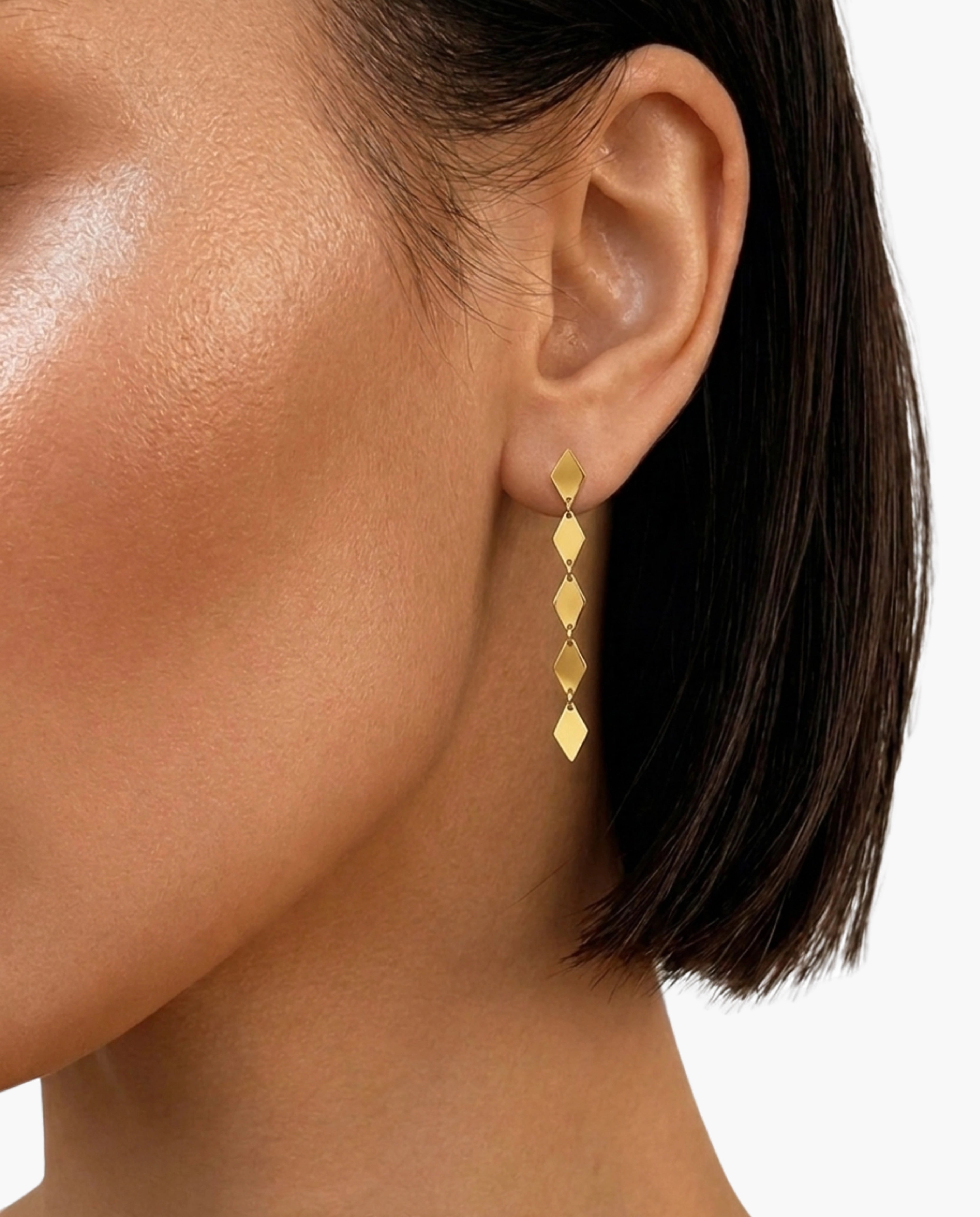 14K MIrror Kite Link Drop Earrings