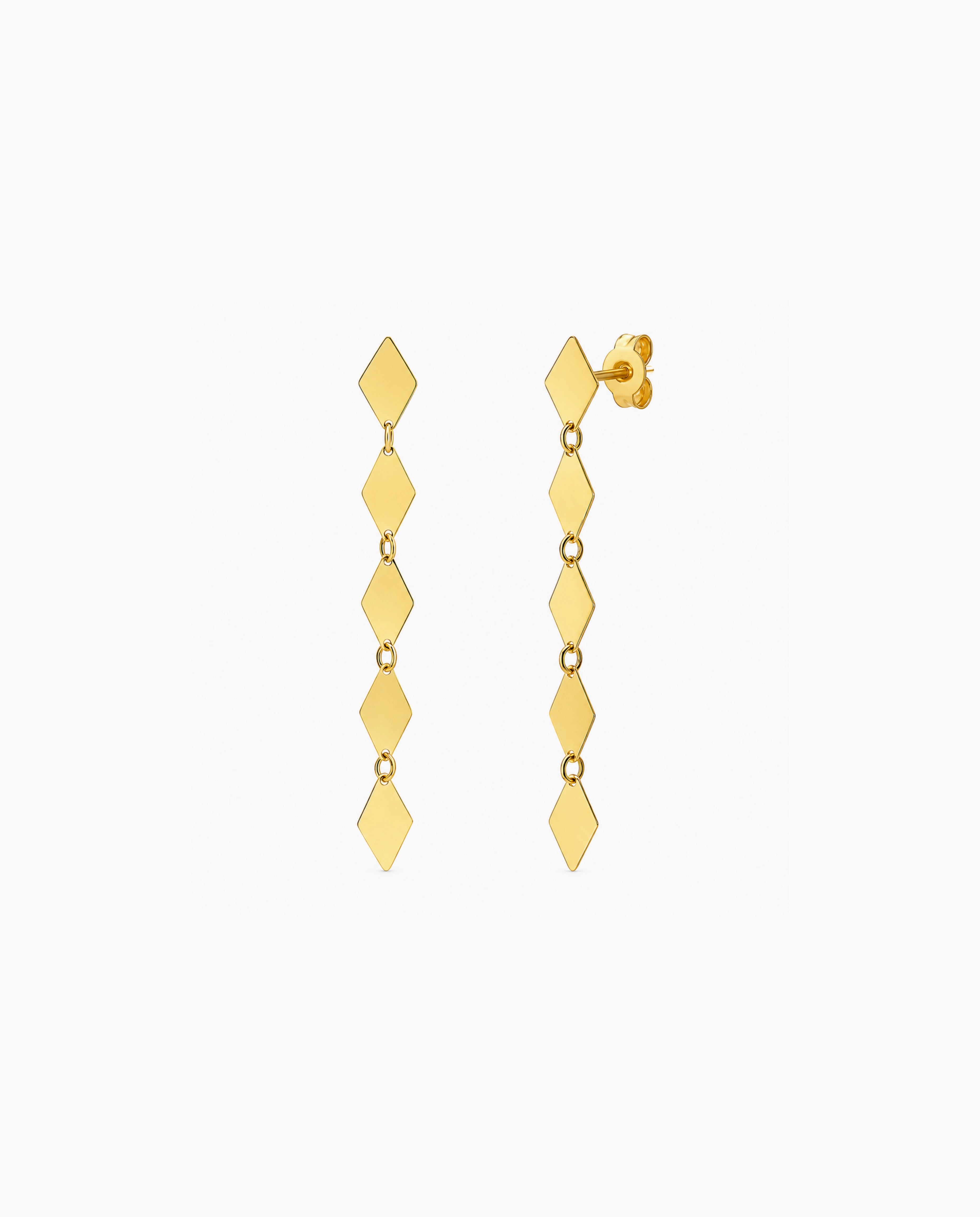 14K MIrror Kite Link Drop Earrings