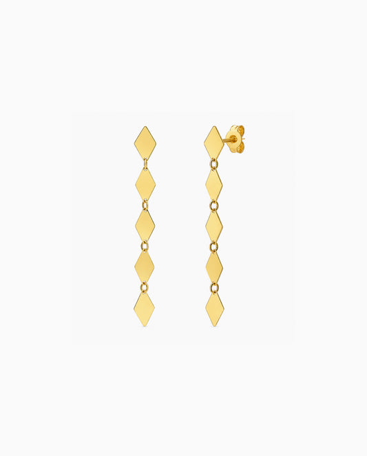 14K MIrror Kite Link Drop Earrings
