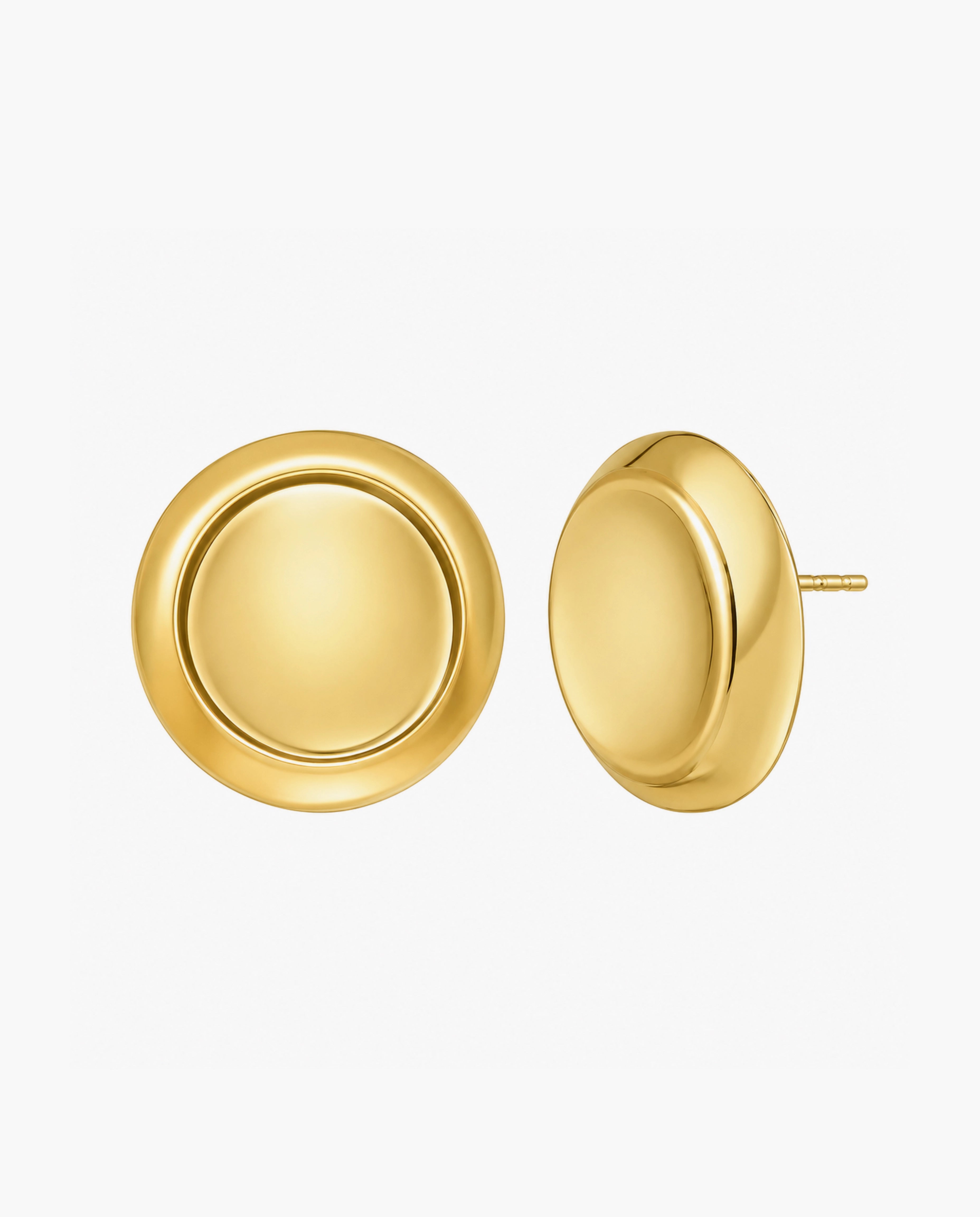 14K Polished Button Stud Earrings