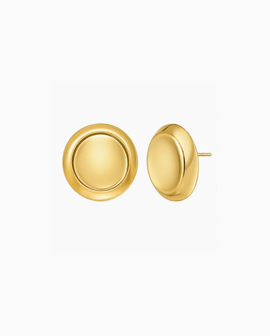 14K Polished Button Stud Earrings