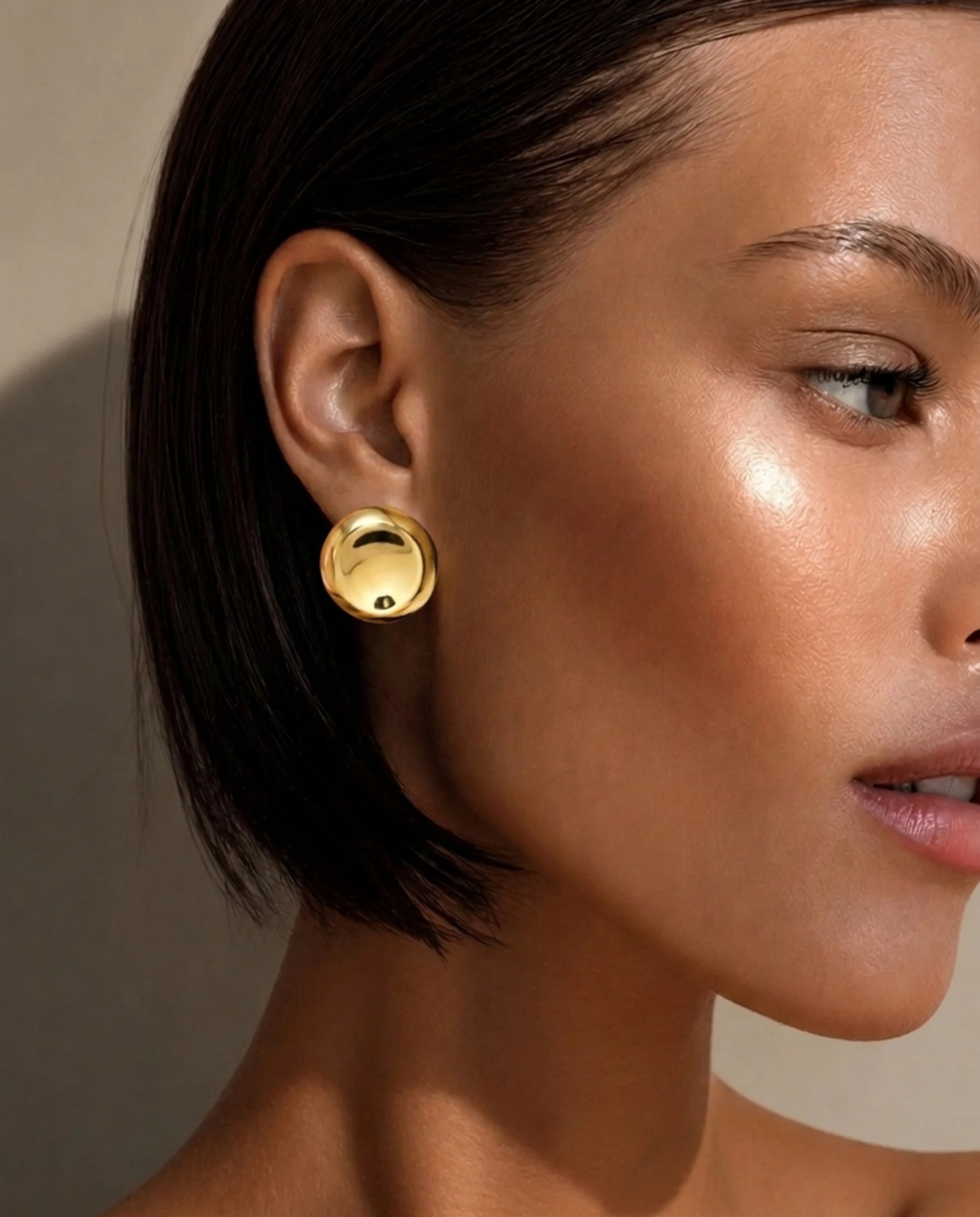 14K Polished Button Stud Earrings