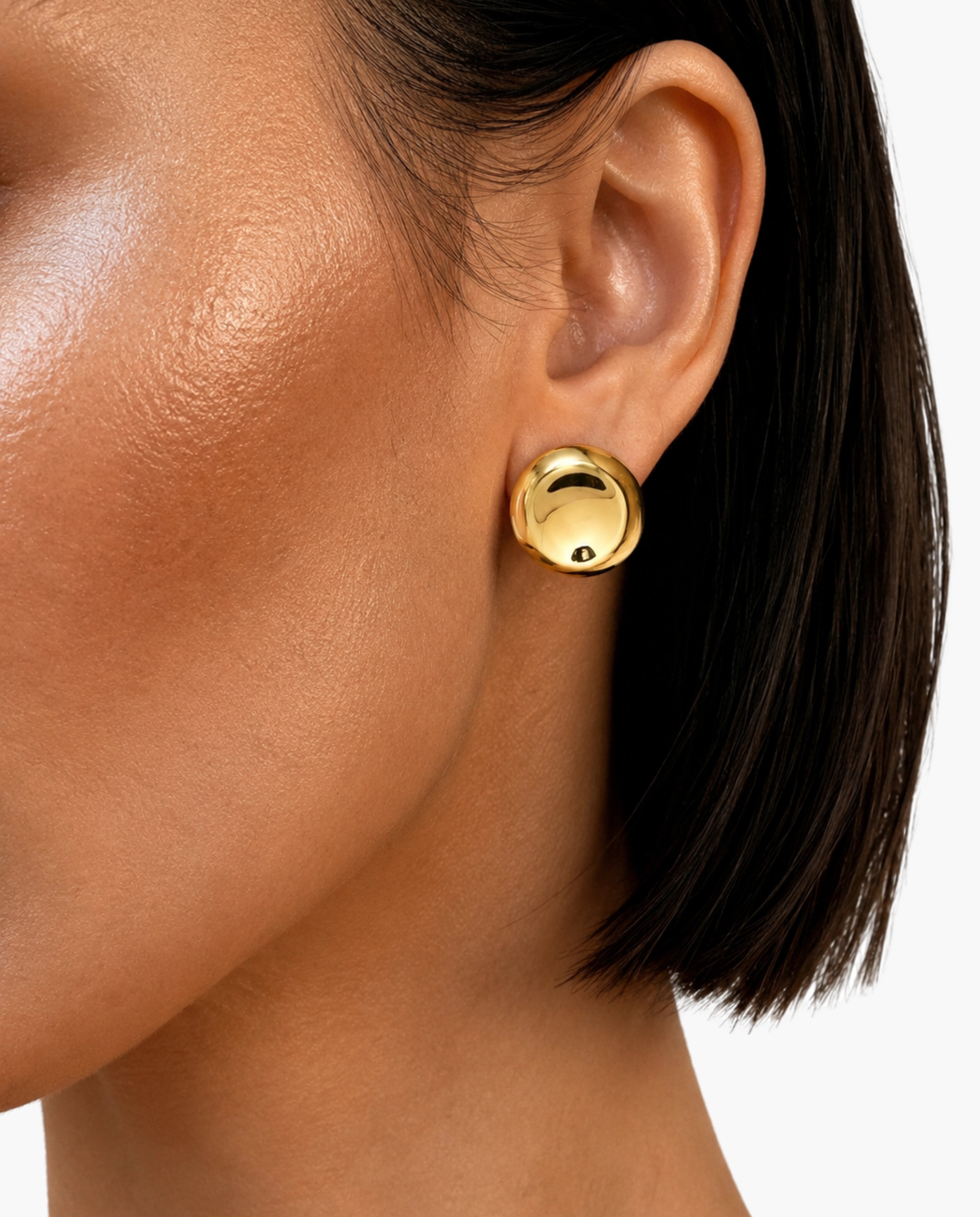 14K Polished Button Stud Earrings