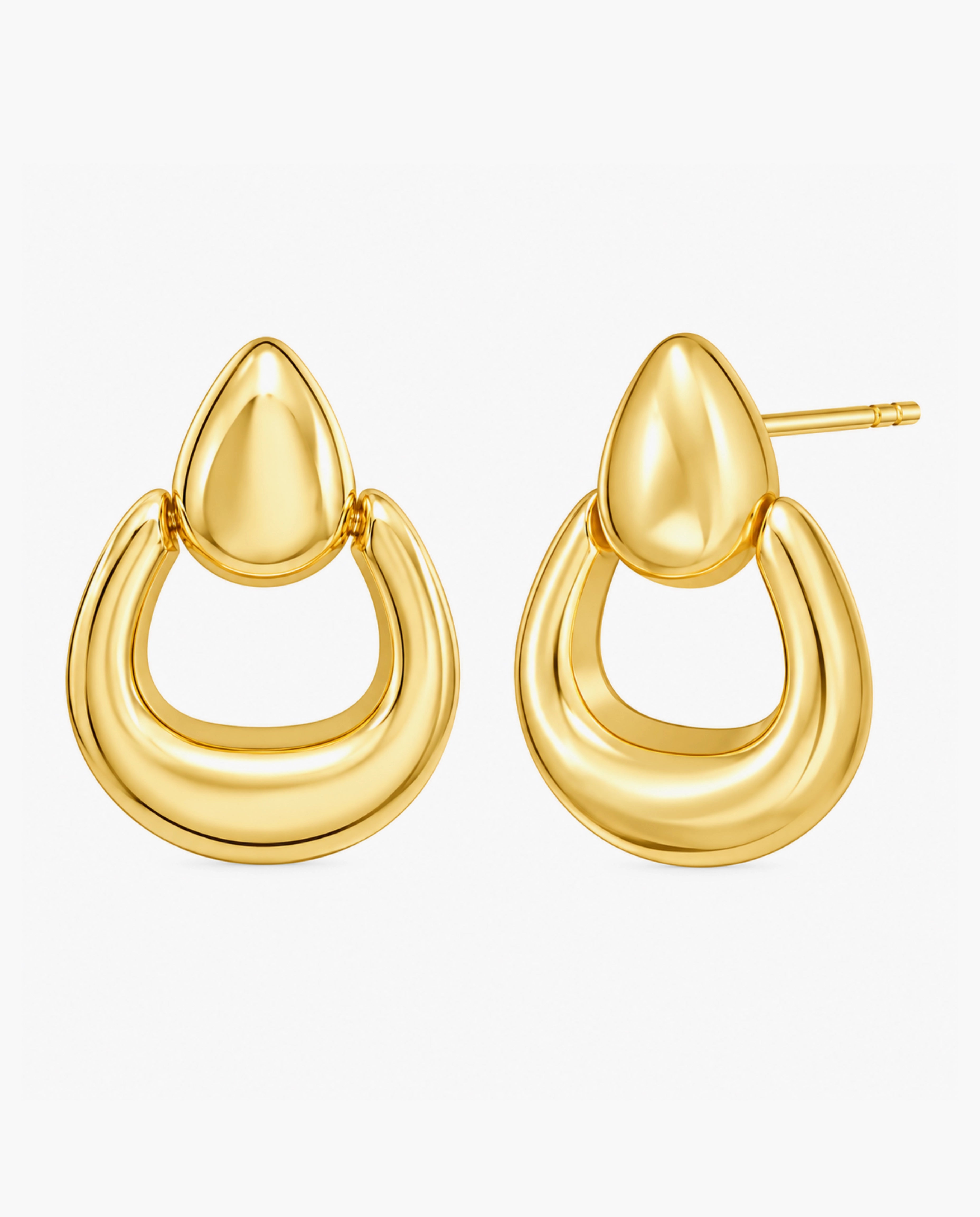 14K Sculpted Door Knocker Earrings