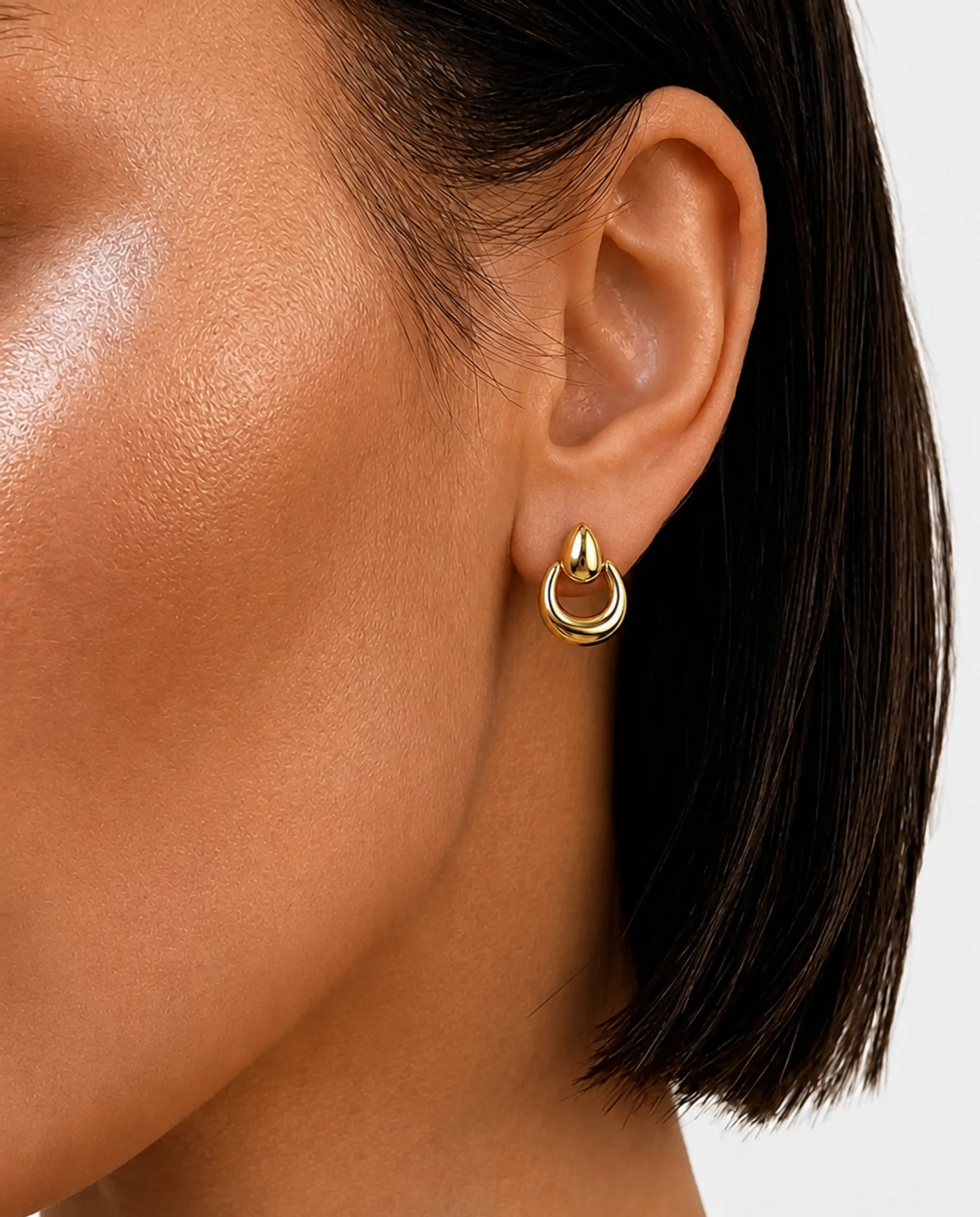 14K Sculpted Door Knocker Earrings