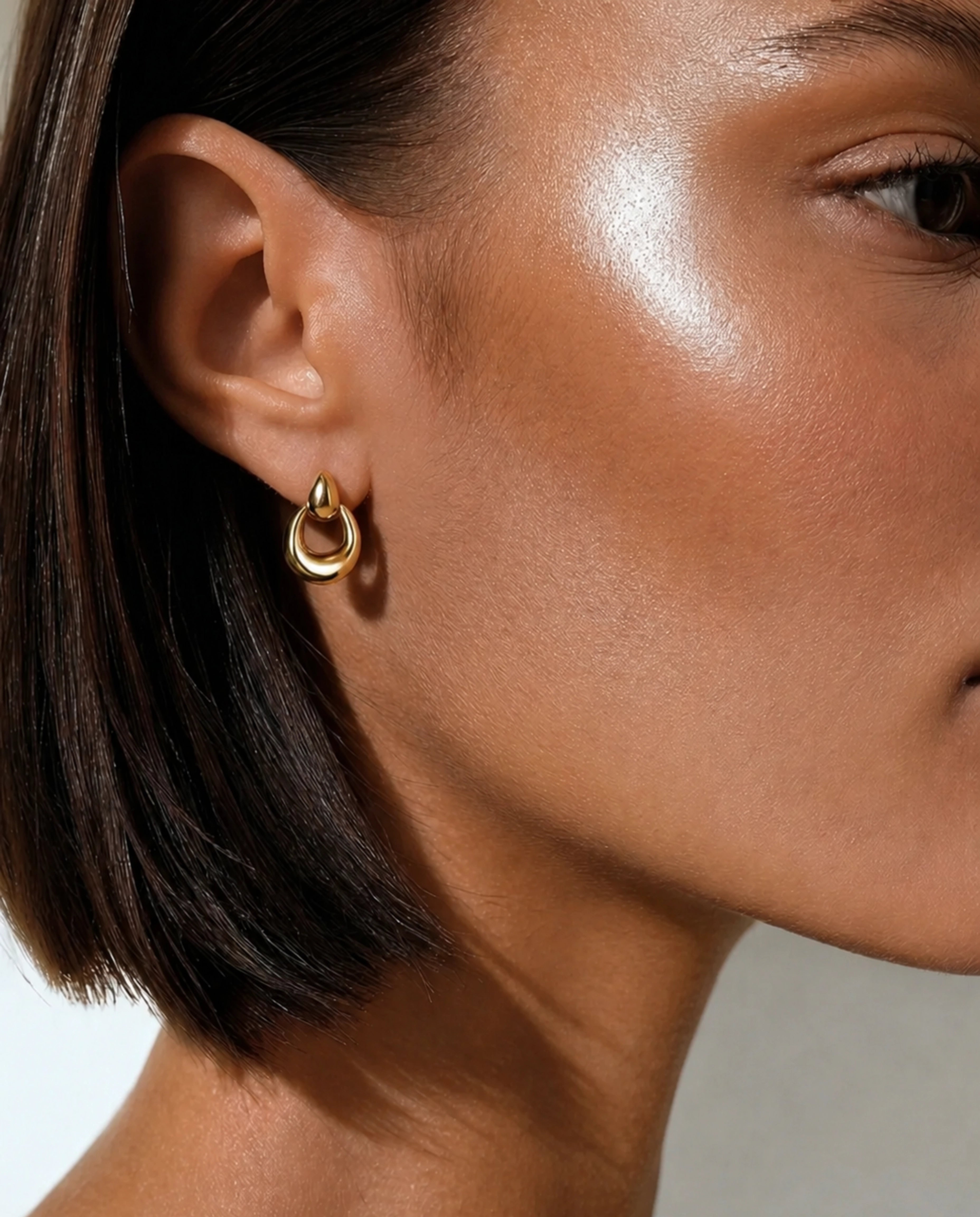 14K Sculpted Door Knocker Earrings