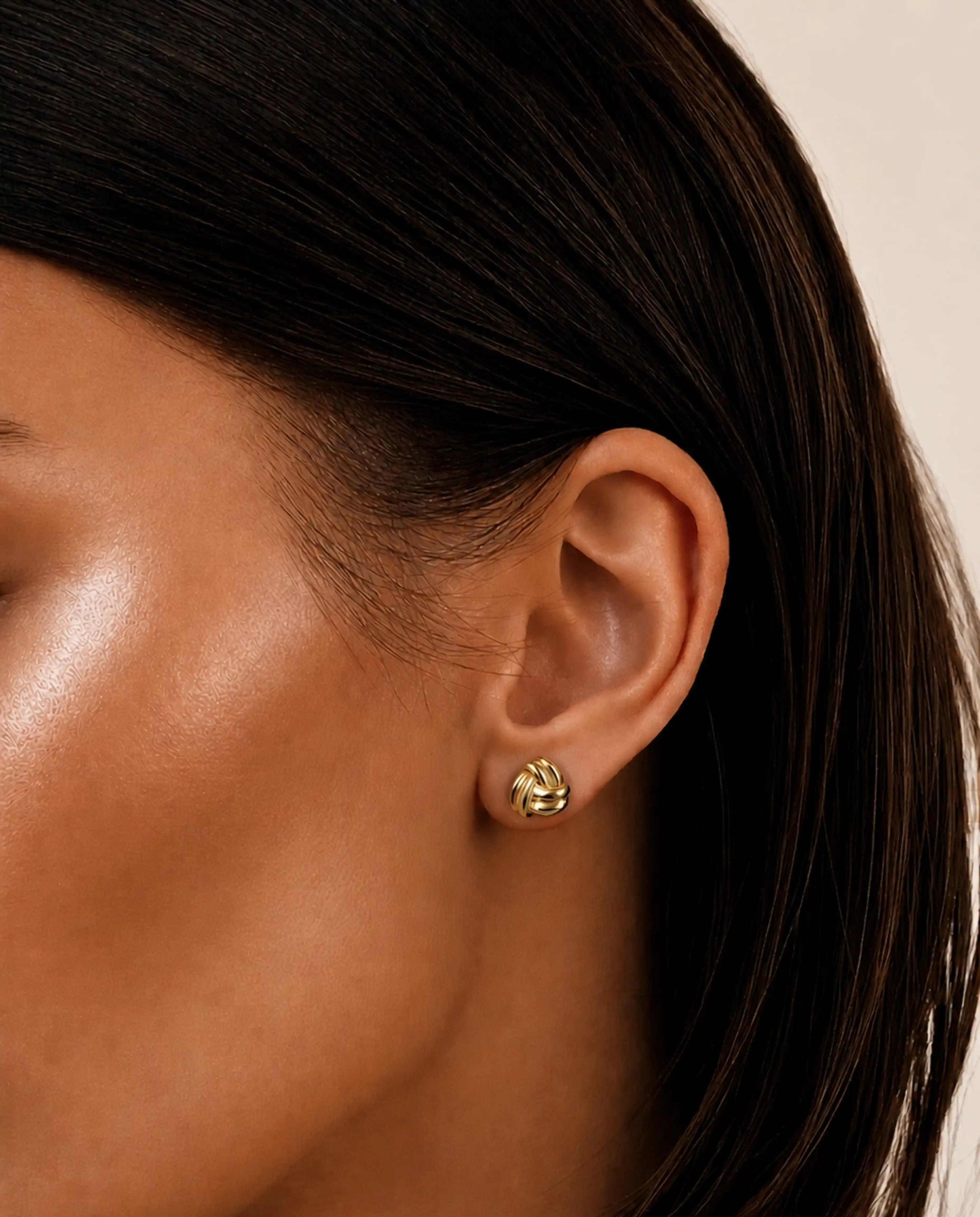 14K Small Double Knot Earrings