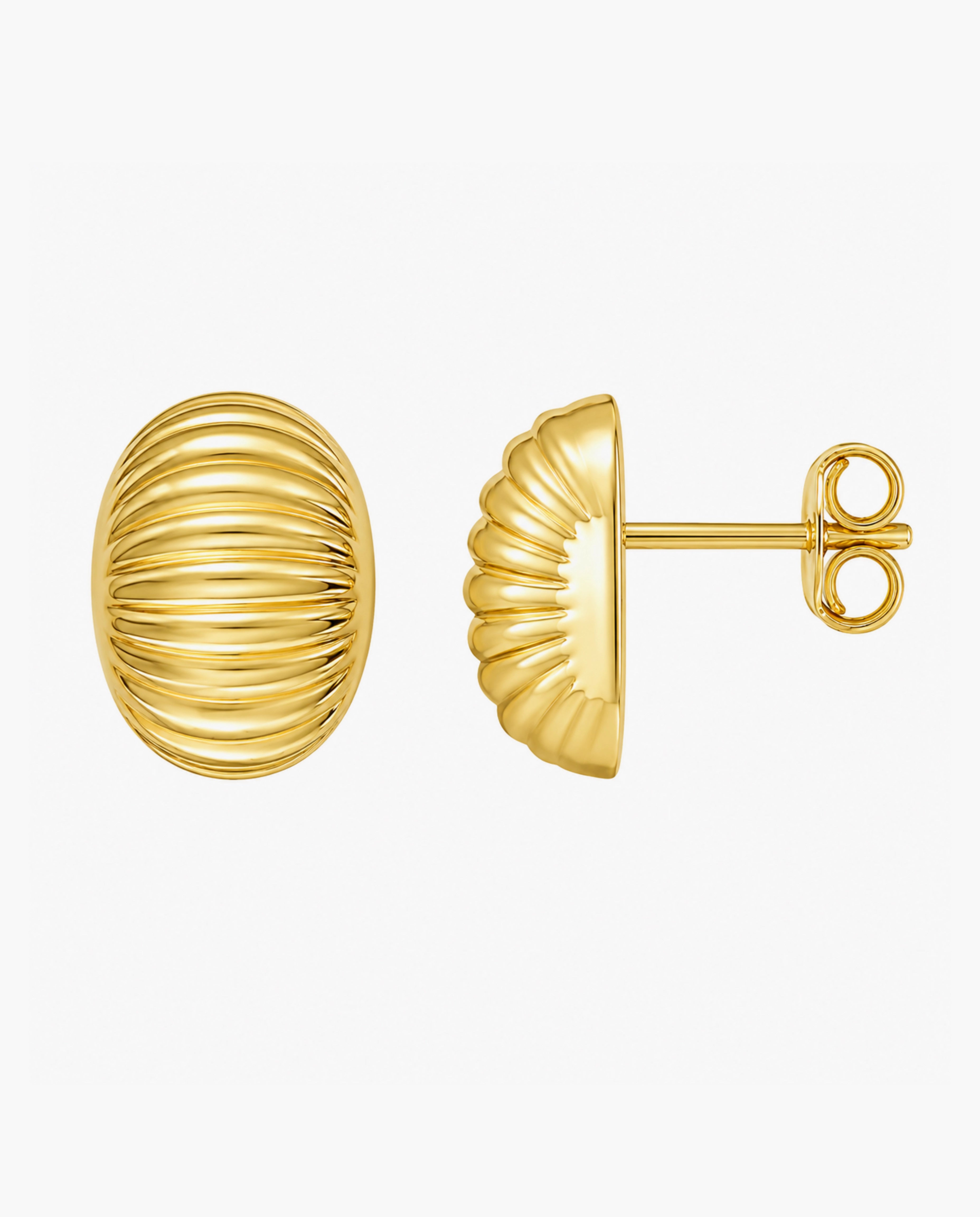 14K Oval Button Earrings