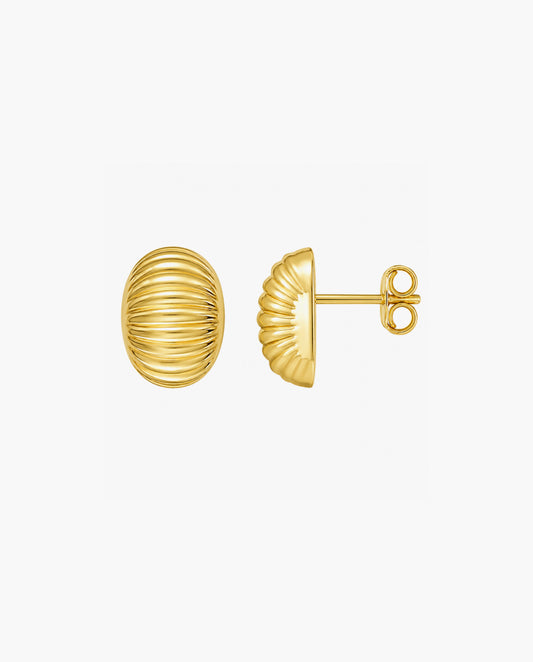 14K Oval Button Earrings