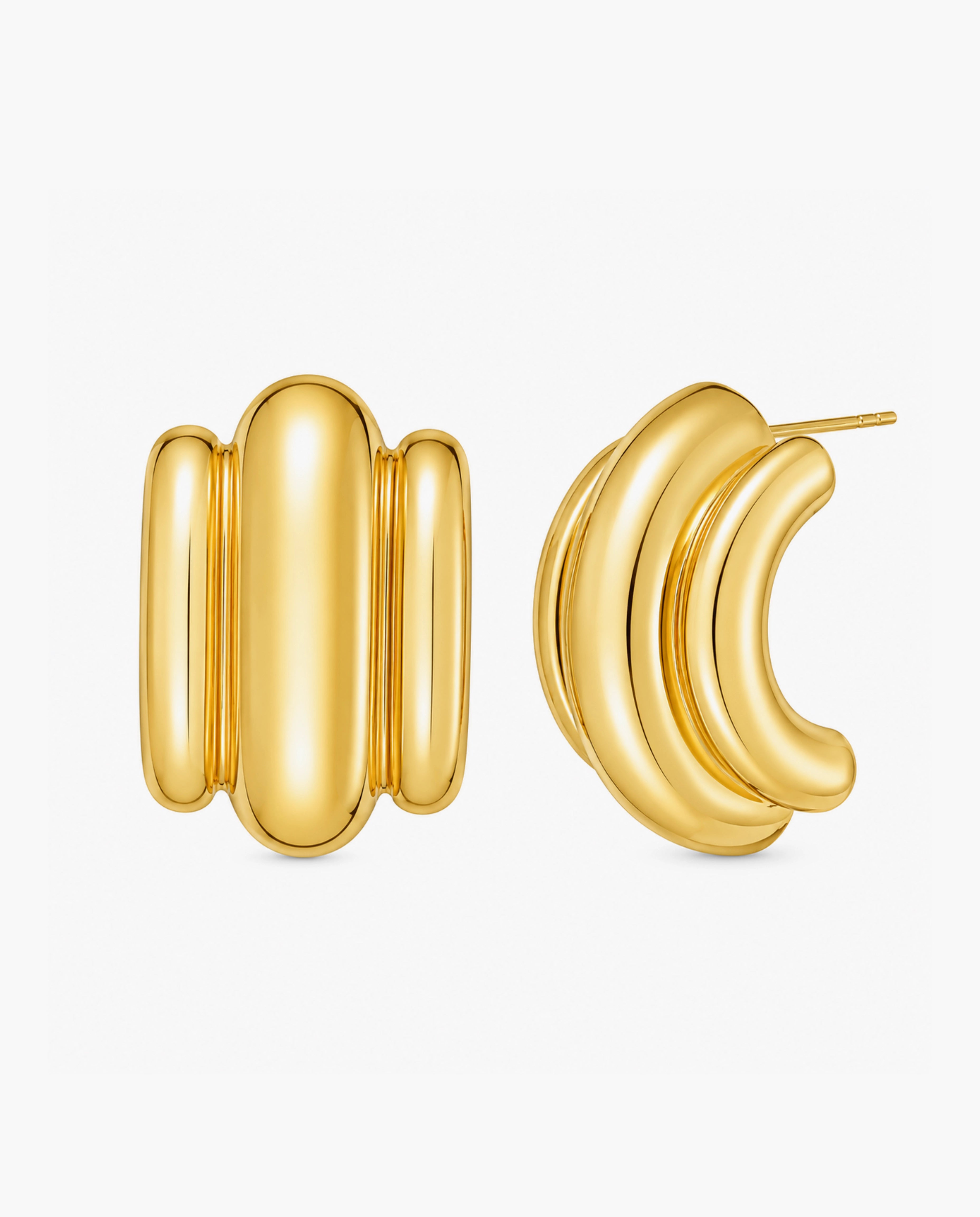 14K Triple Bar Half Hoop Earrings