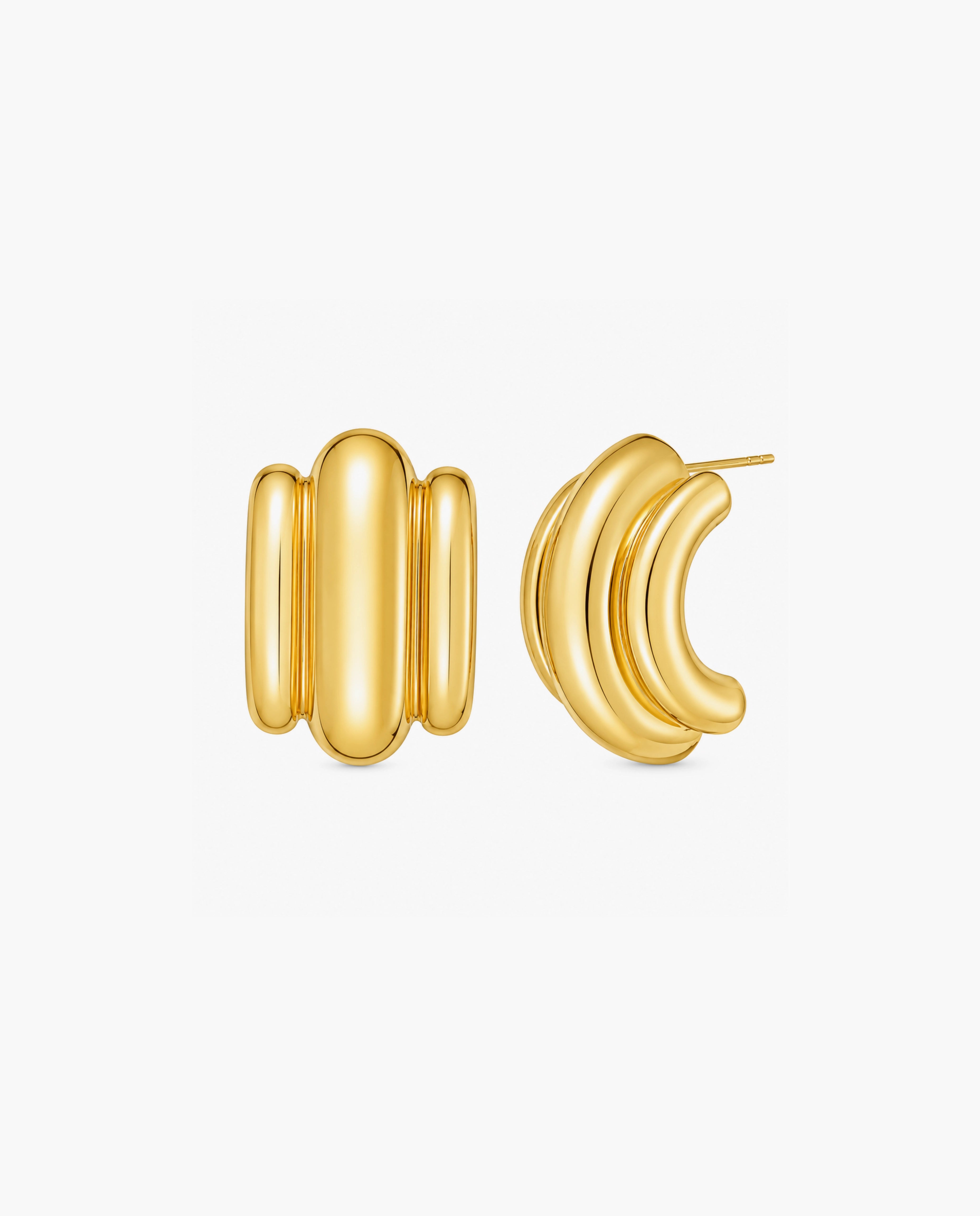 14K Triple Bar Half Hoop Earrings