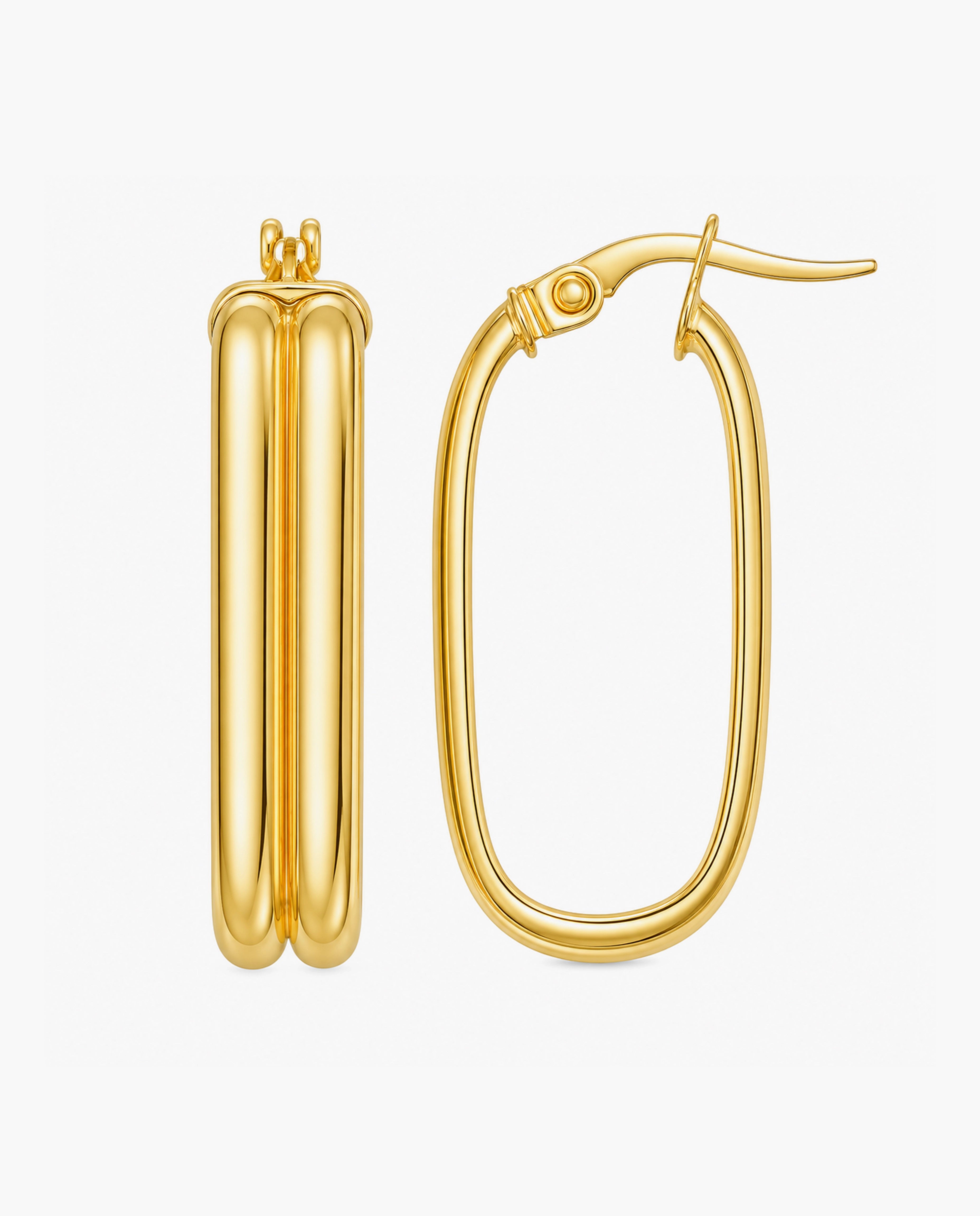 14K Double Row Paperclip Hoop Earrings