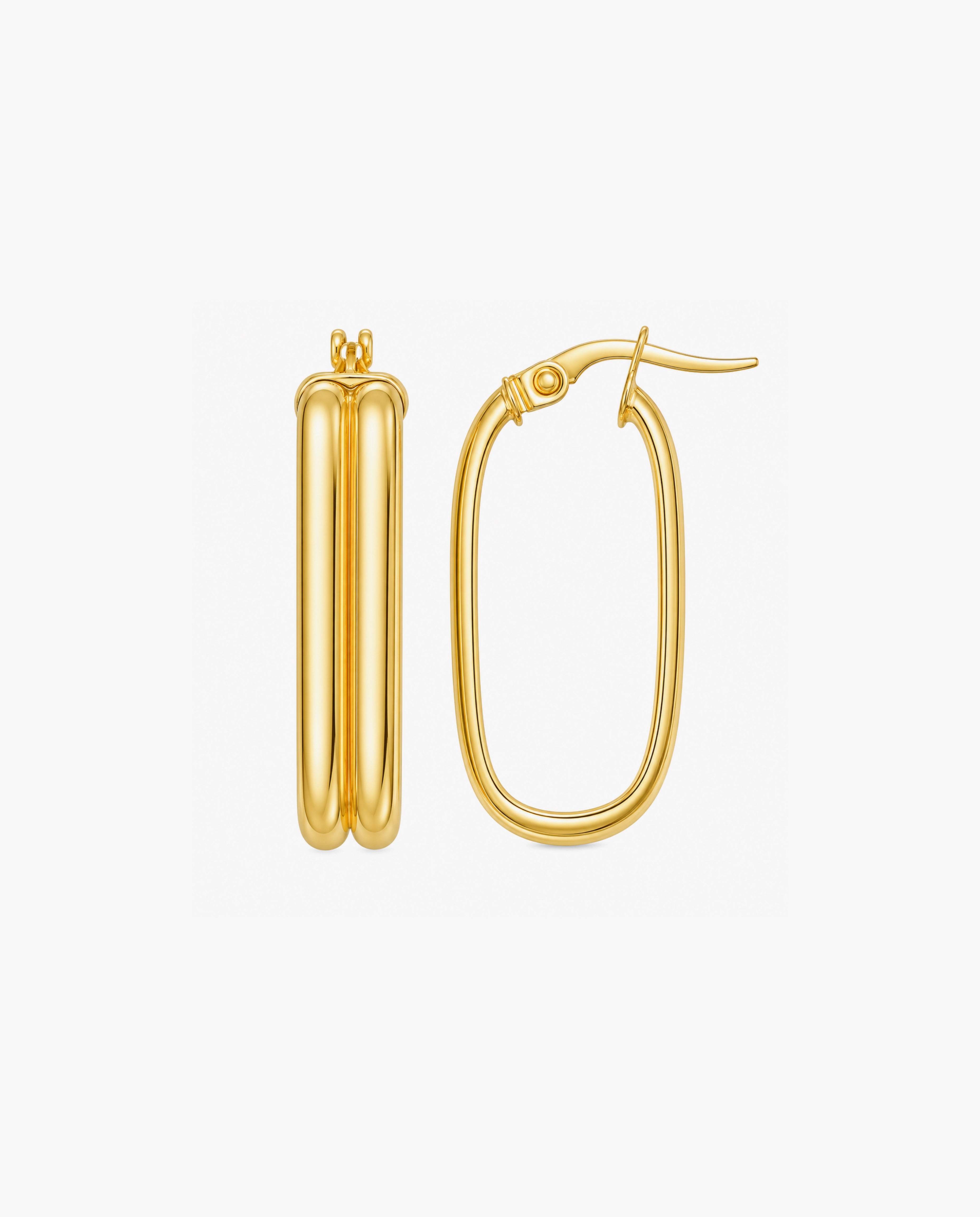 14K Double Row Paperclip Hoop Earrings