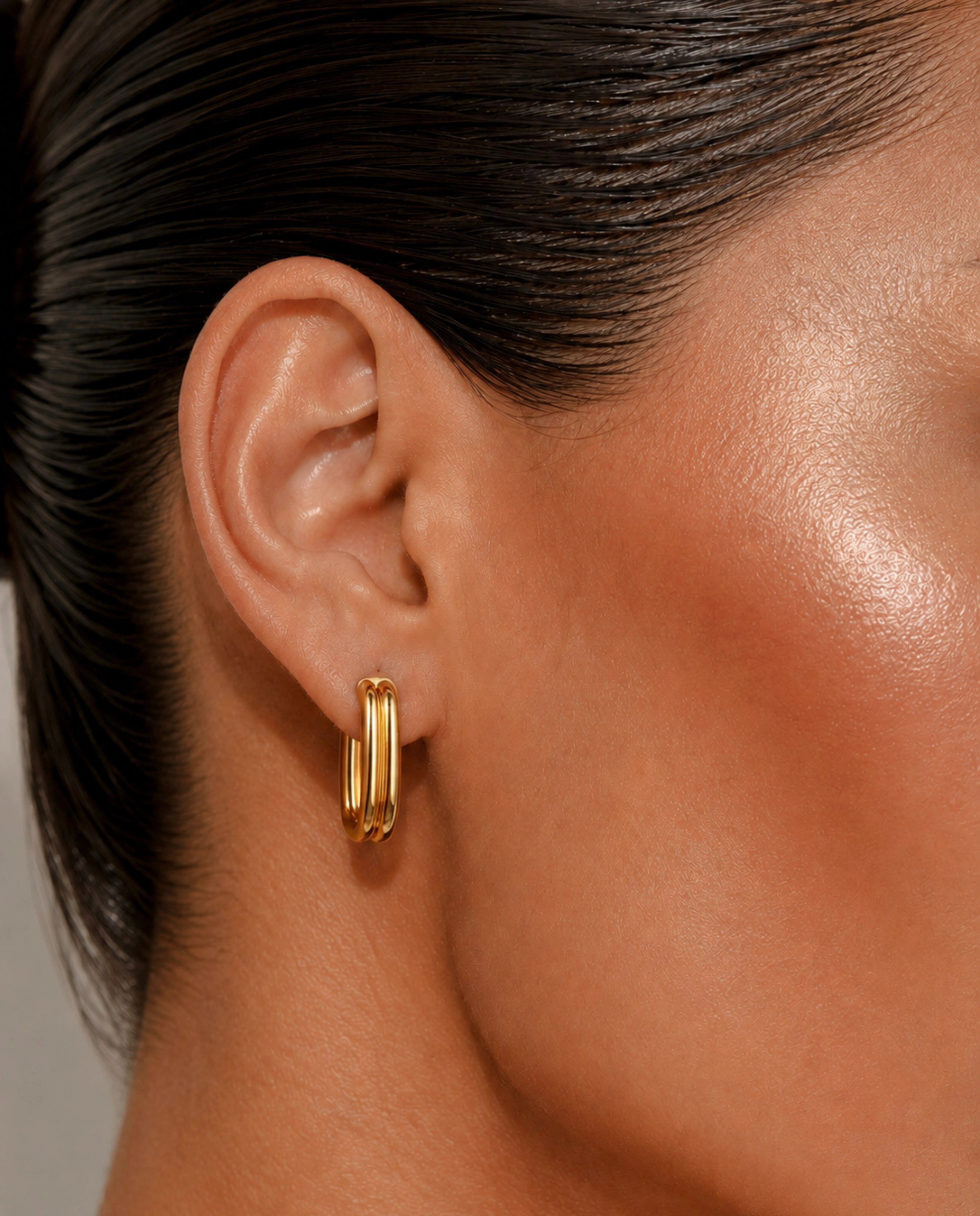 14K Double Row Paperclip Hoop Earrings