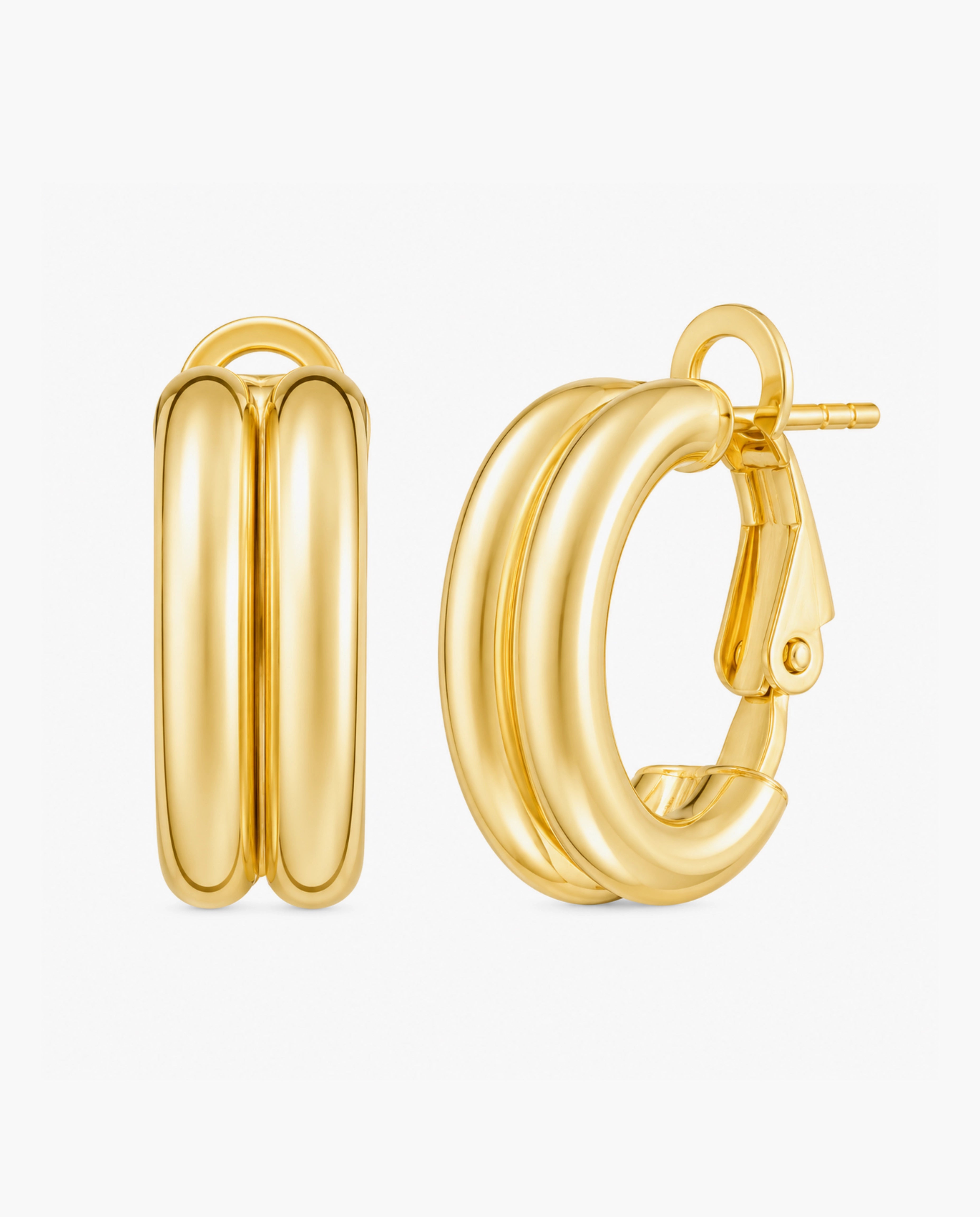14K Double Row Hinged Hoop Earrings