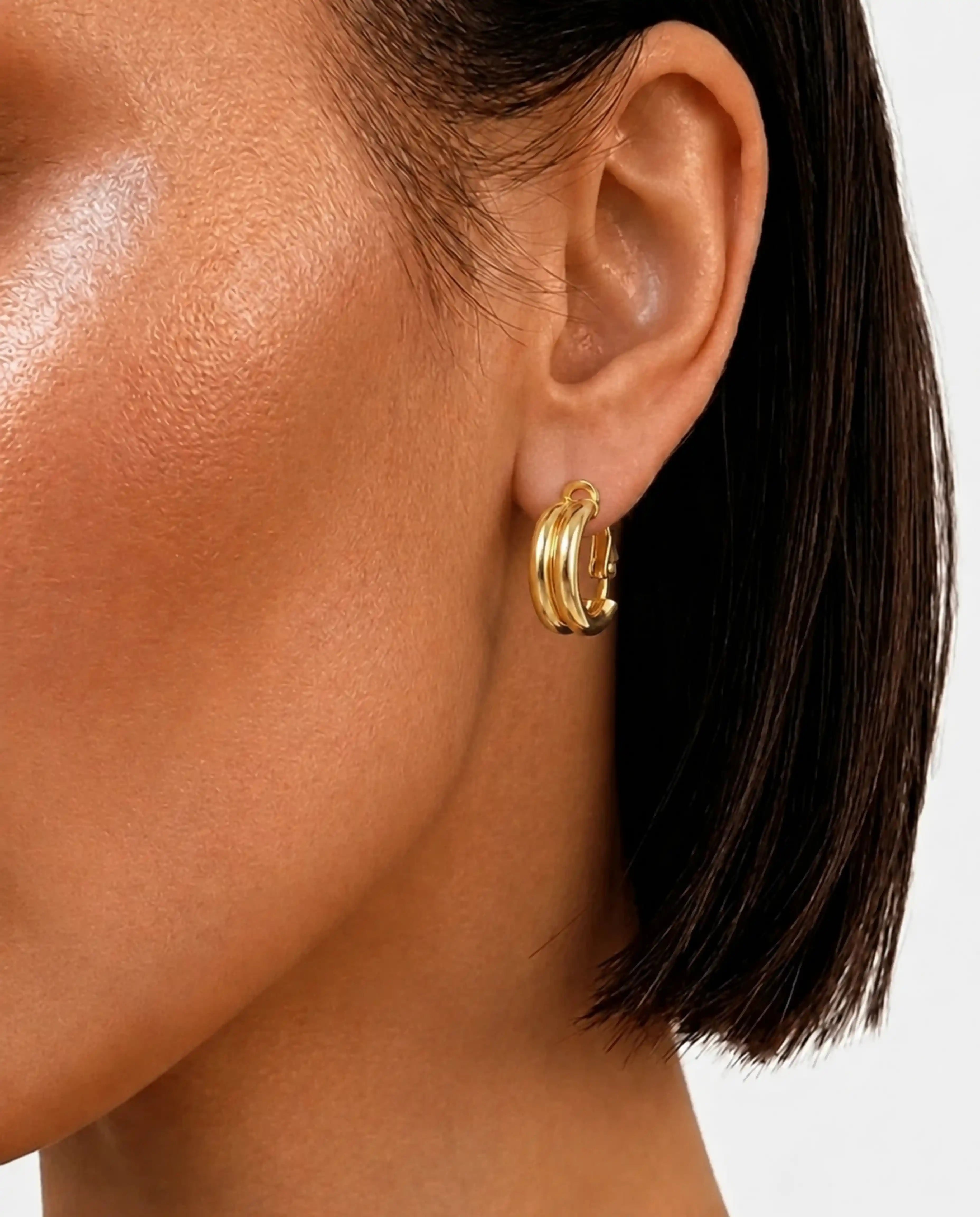 14K Double Row Hinged Hoop Earrings