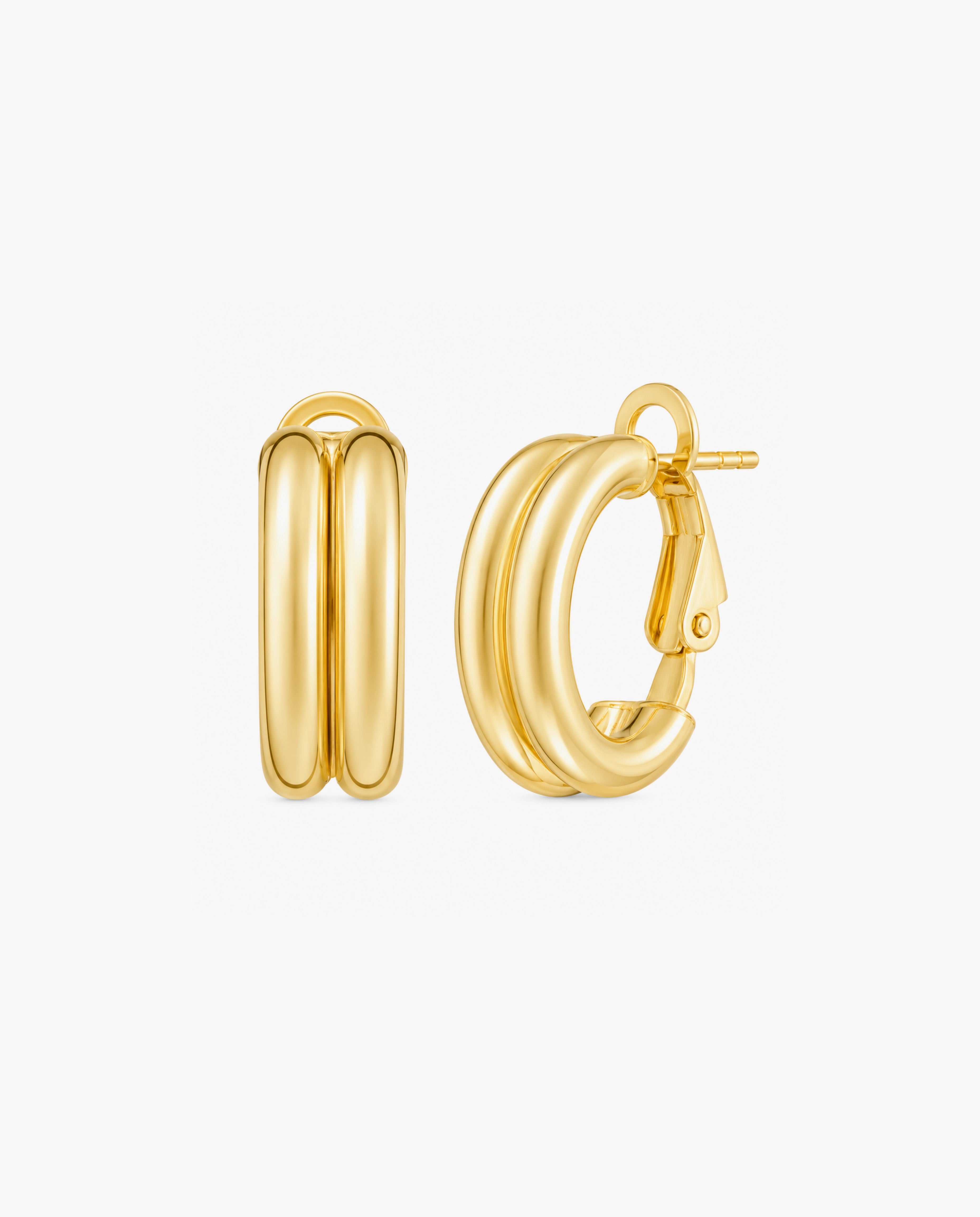 14K Double Row Hinged Hoop Earrings