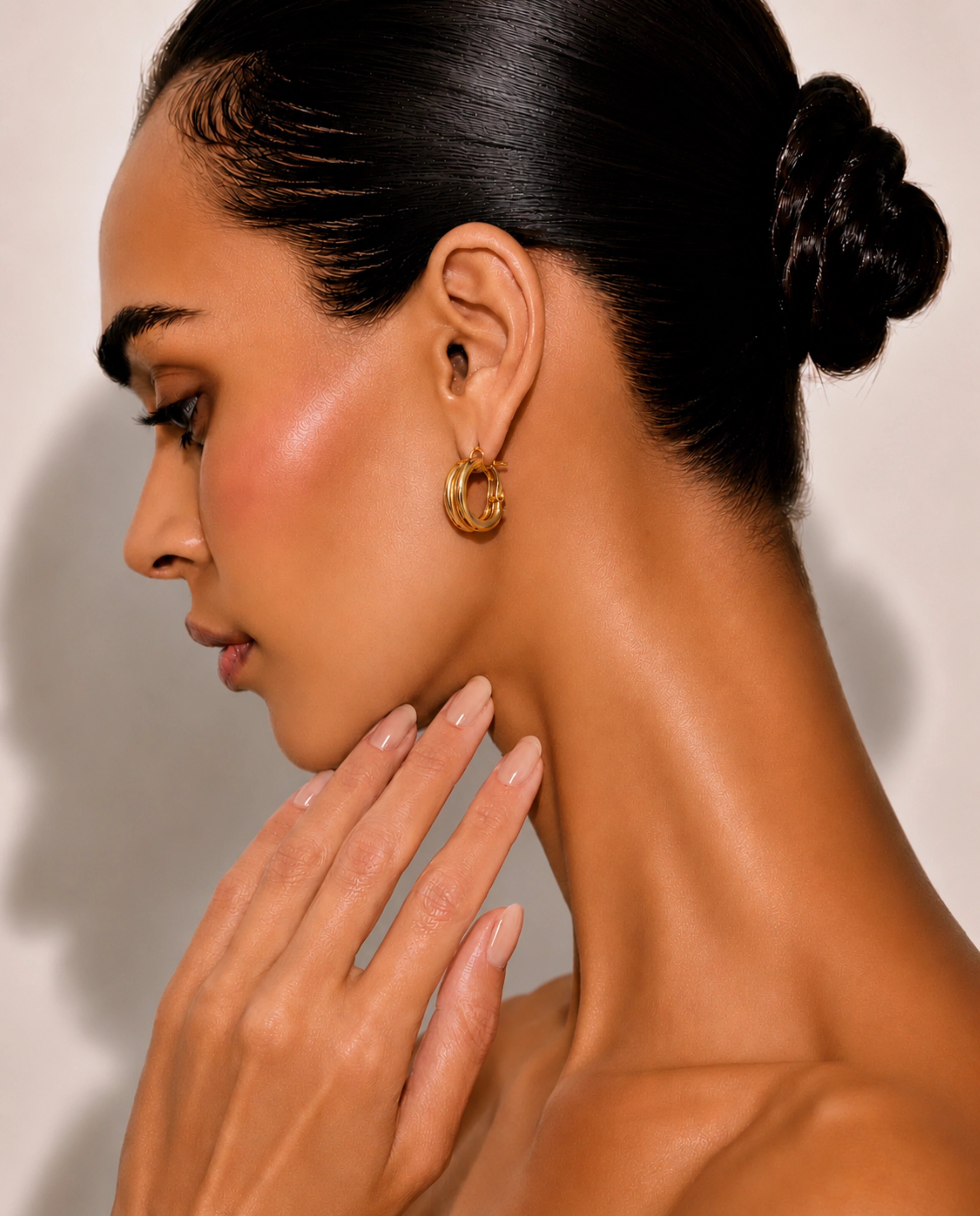 14K Double Row Hinged Hoop Earrings